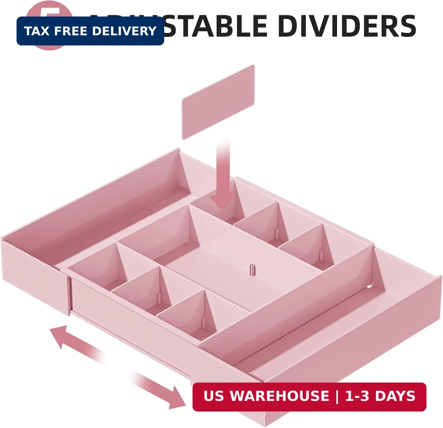 Marbrasse Expandable Desk Drawer Organizer, Clear Plastic Drawer Organizer Tray