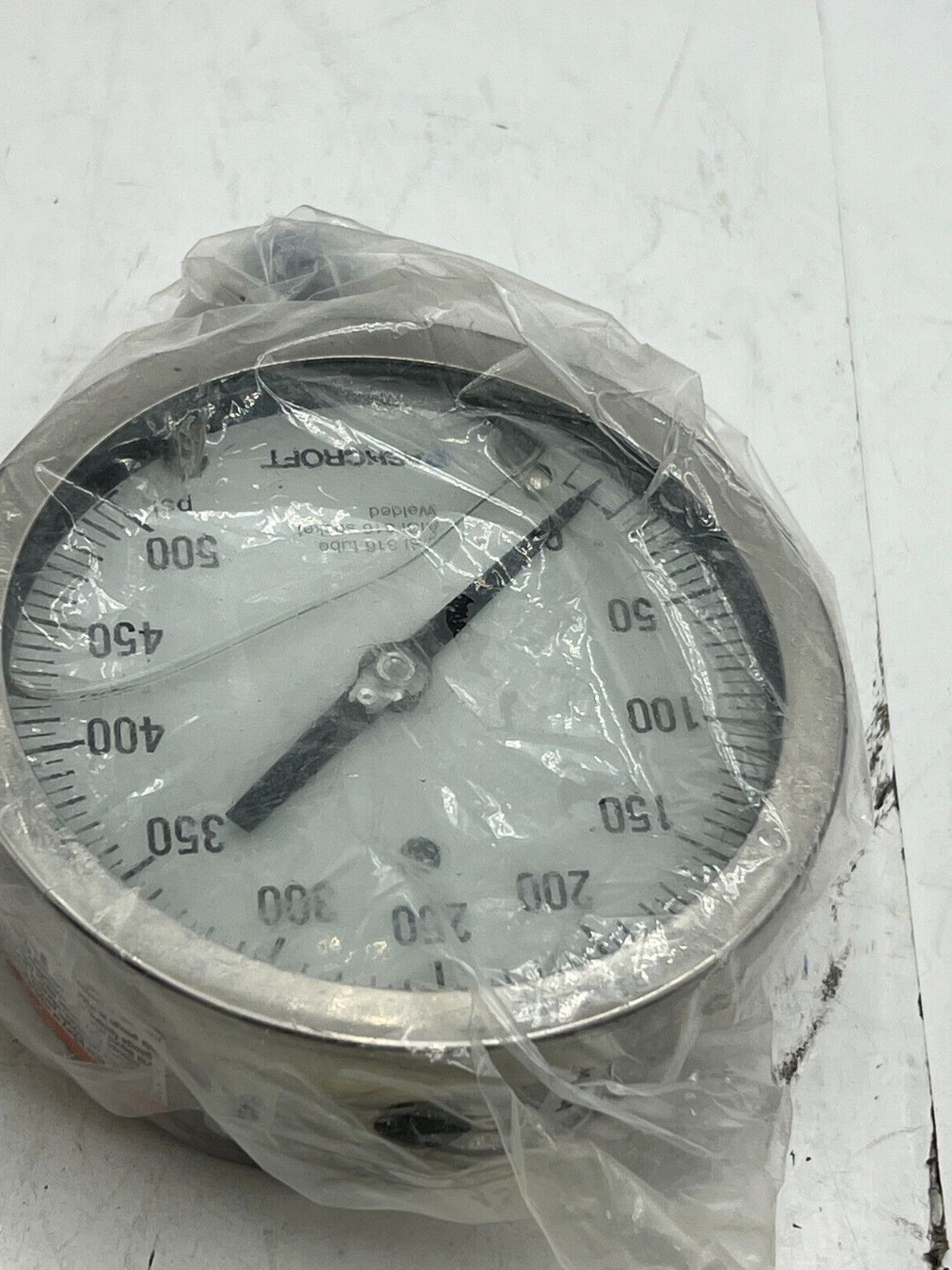 Ashcroft Pressure Gauge 0-500 PSI Aisi 316 Tube Socket Welded Heavy Duty Silver