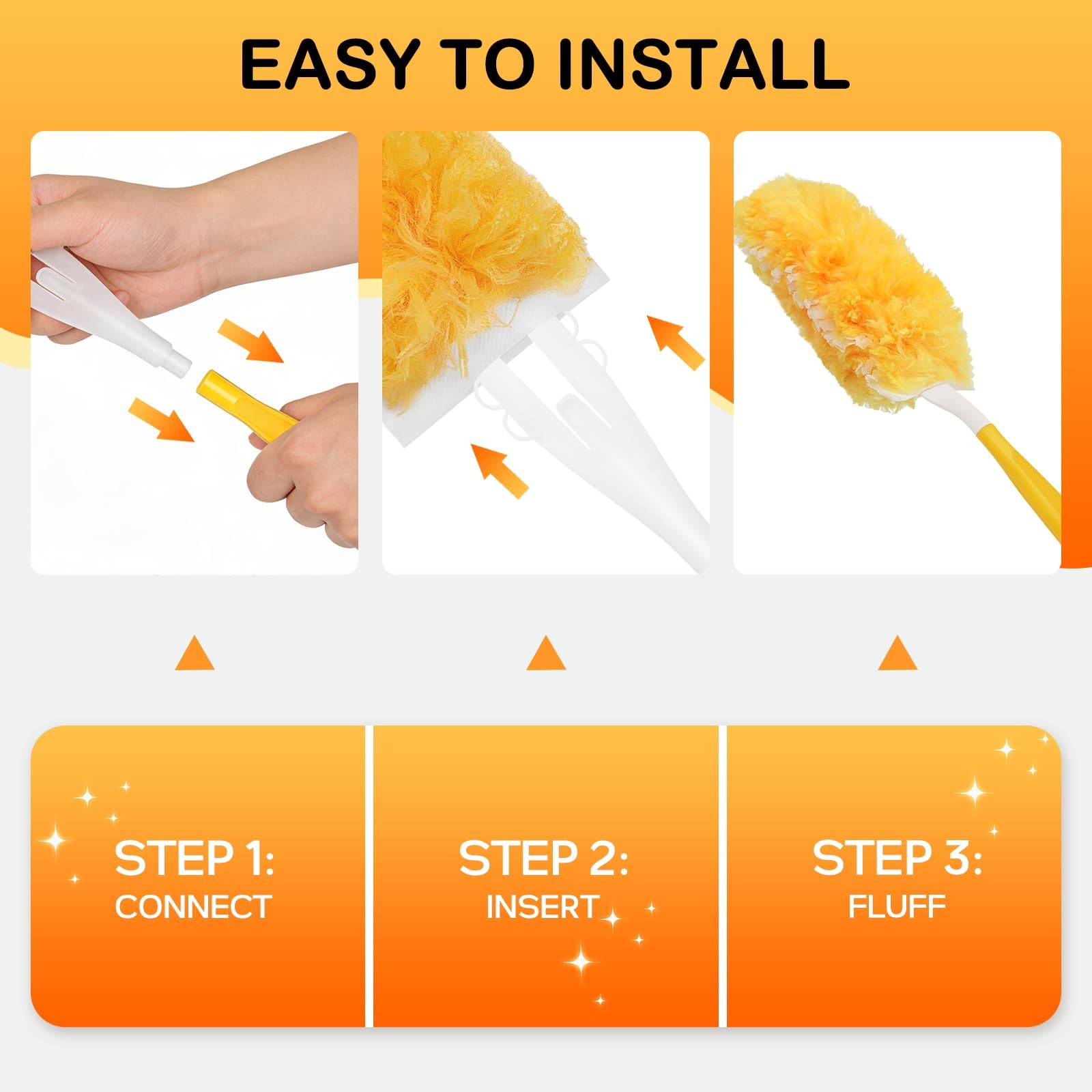 SetSail Heavy Duty Duster Refills for Swiffer with 1 Handle，30 Orange