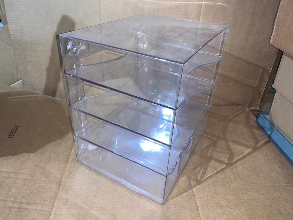 Acrylic Four-Way Organizer w/ 2 Drawers, Plastic, 13 1/4 x 13 1/4 x 10, Clear