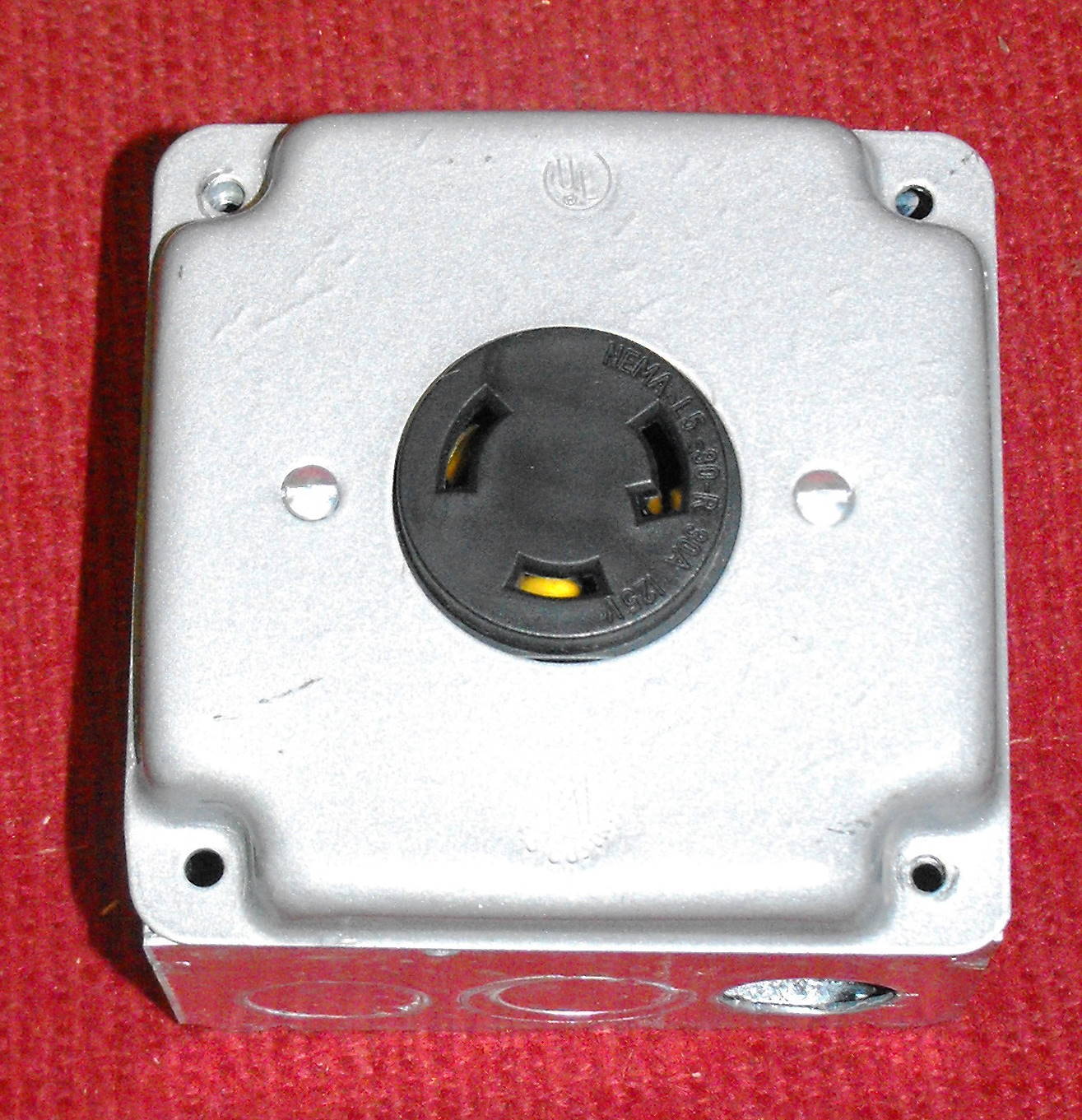 Pass & Seymour – NEMA L5-30-R, 30A@125VAC Receptacle mounted in a 2-Gang Box