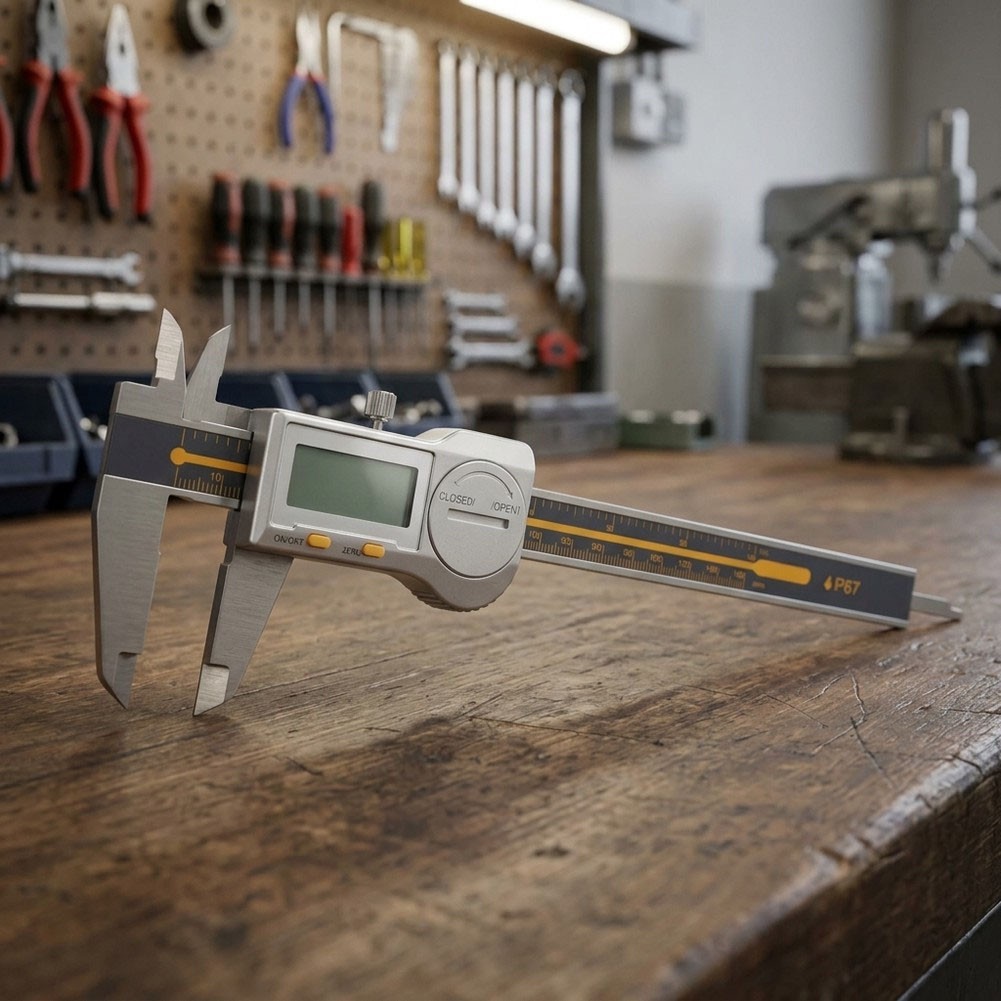 IP67 Rated Digital Caliper Stainless Steel 0.01mm Accuracy LED Readout