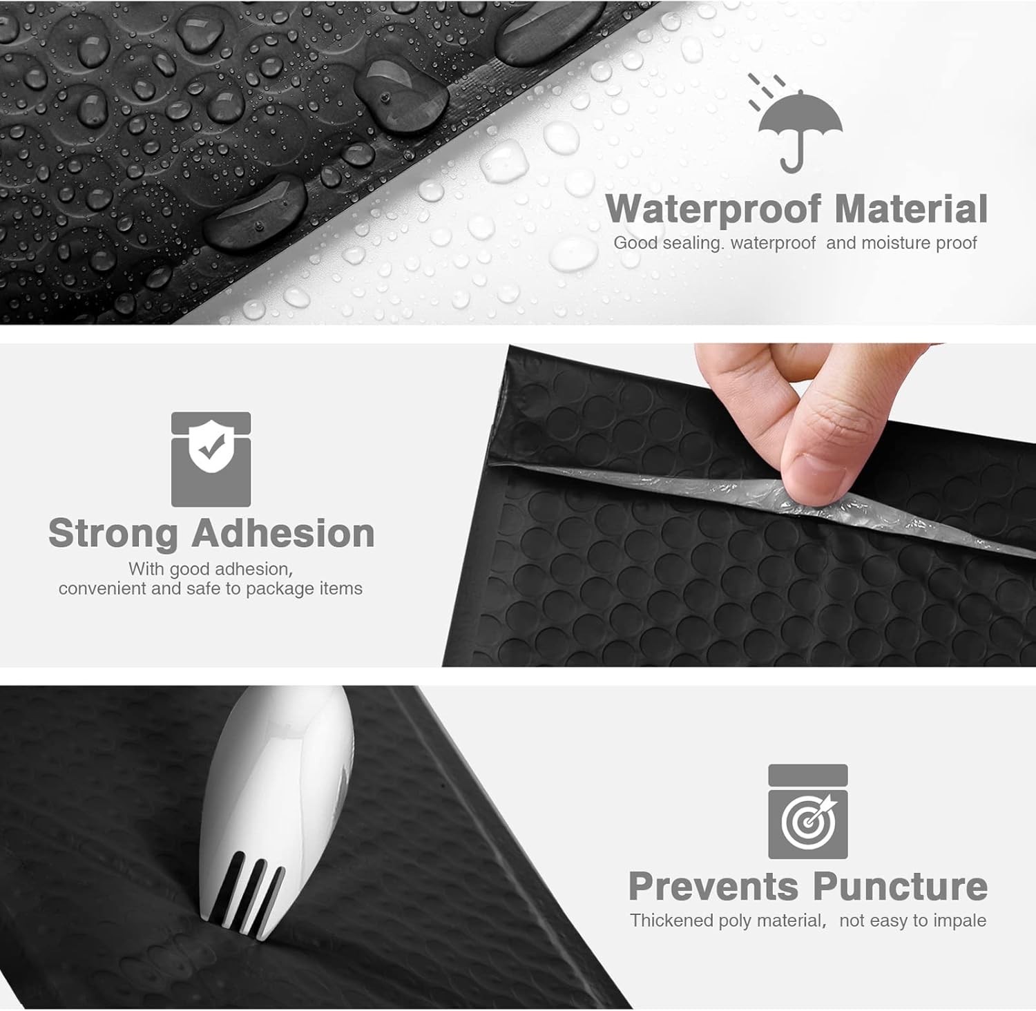Bubble Mailers 4×8 Inch 50 Pack Black Bubble Mailer Usable Size 4×7 Waterproo…