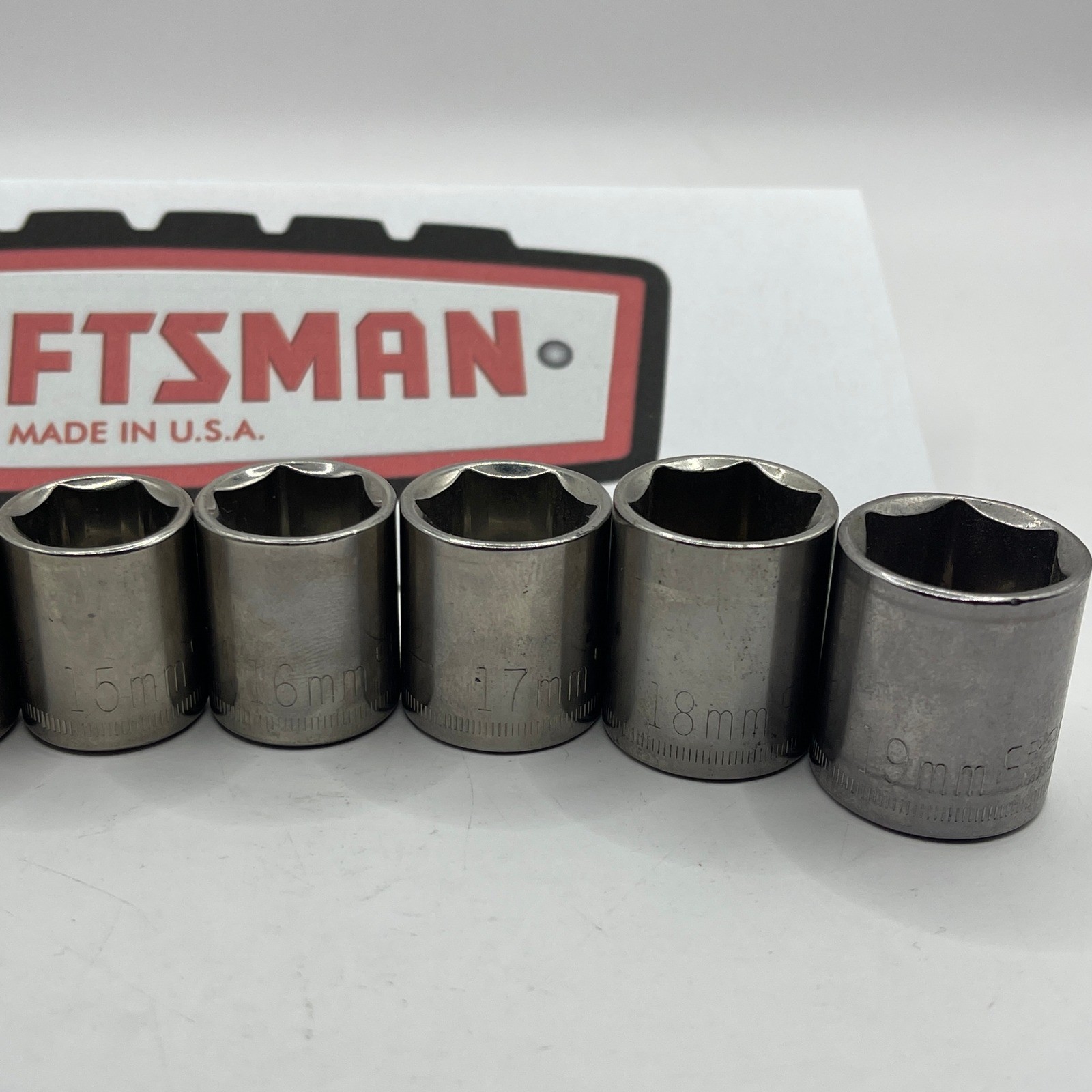 Craftsman 10pc Metric 6 Point Socket Set 10mm-19mm 3/8 Drive Made in USA Vintage