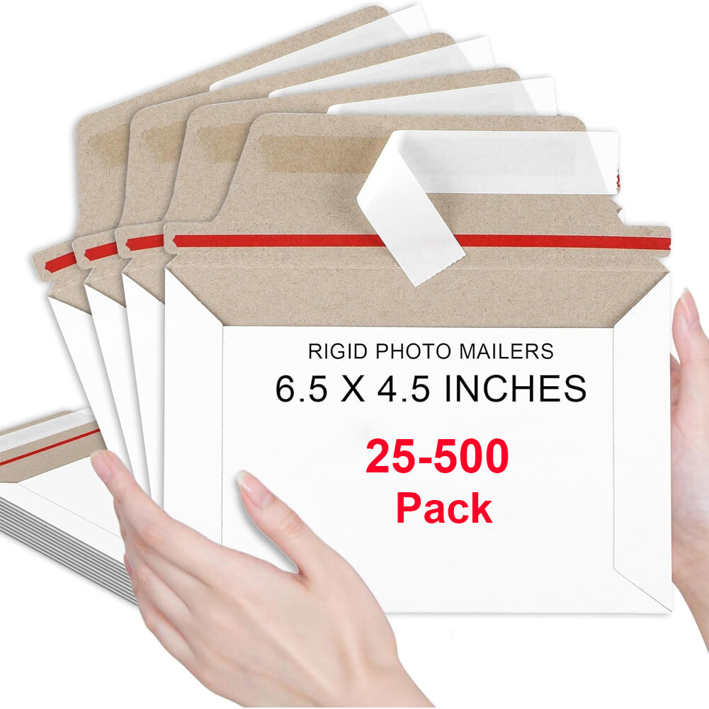25-500 Flat Photo Mailers 6.5″x4.5″ Document Cardboard Envelope Self Seal Mailer