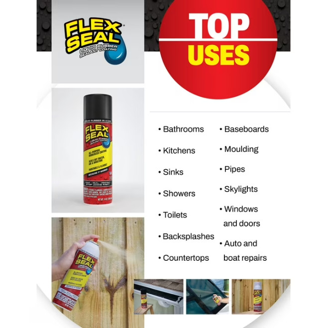3 Pack Flex Seal Aerosol Liquid Rubber Sealant Coating, White, 14 oz