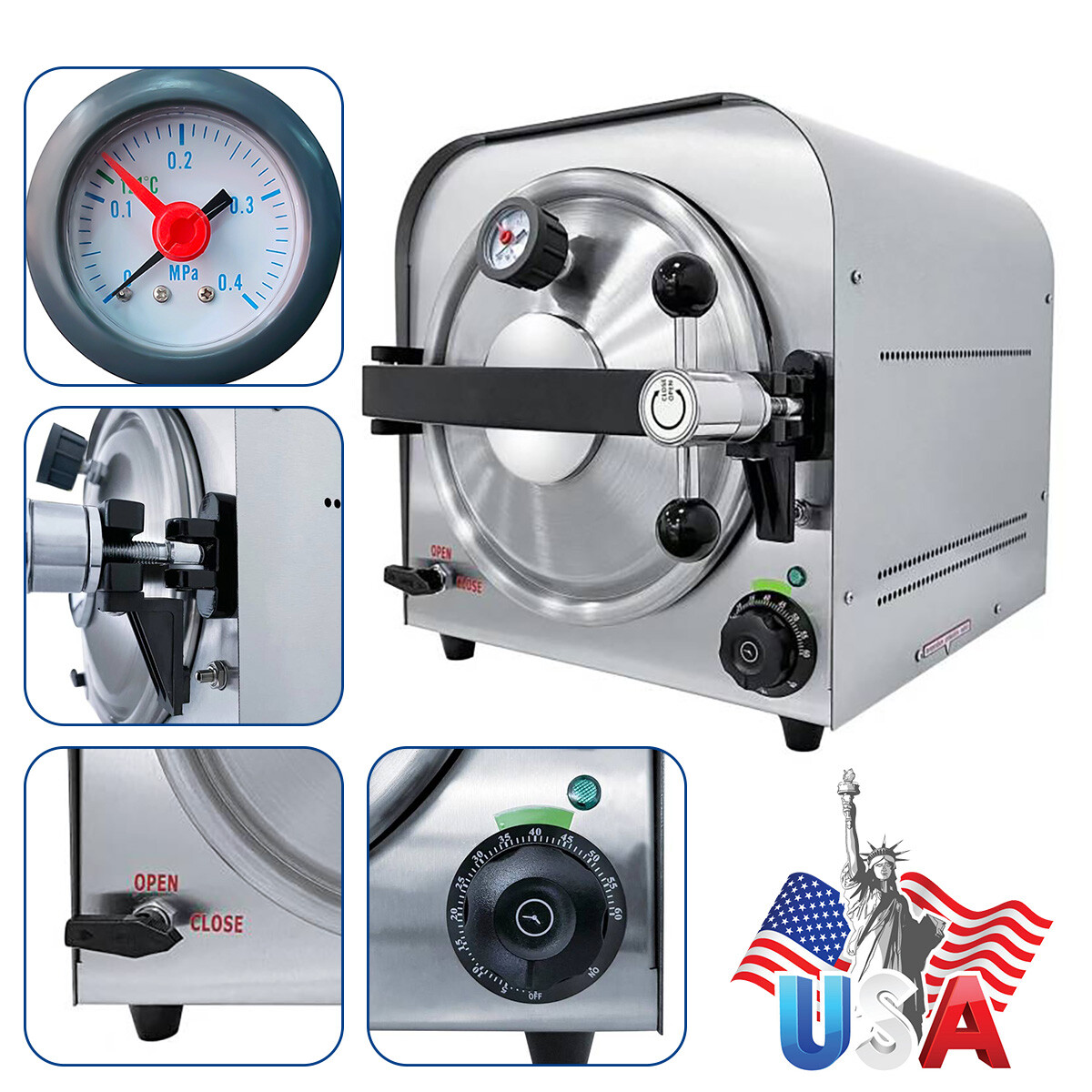 Dental Autoclave Steam Sterilizer Medical Sterilization Built-in Printer Drying