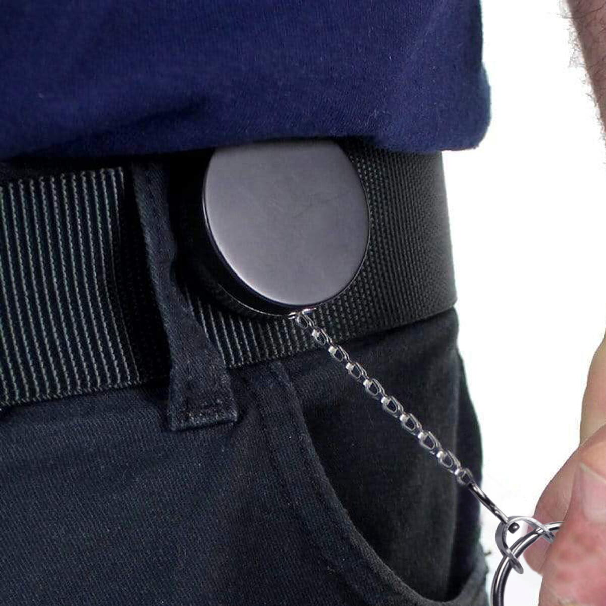 Heavy Duty Retractable Keychain Badge Reel with Metal Chain Pull and Belt Clip