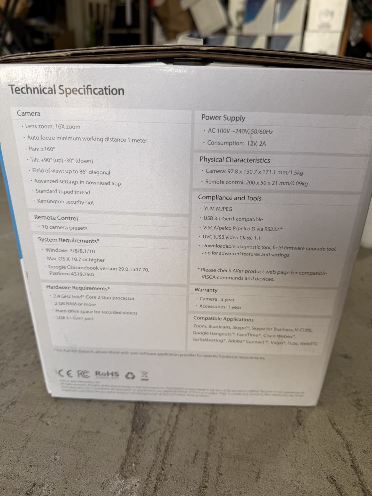 AVer CAM540 Video Conferencing Camera 4K UHD PTZ USB