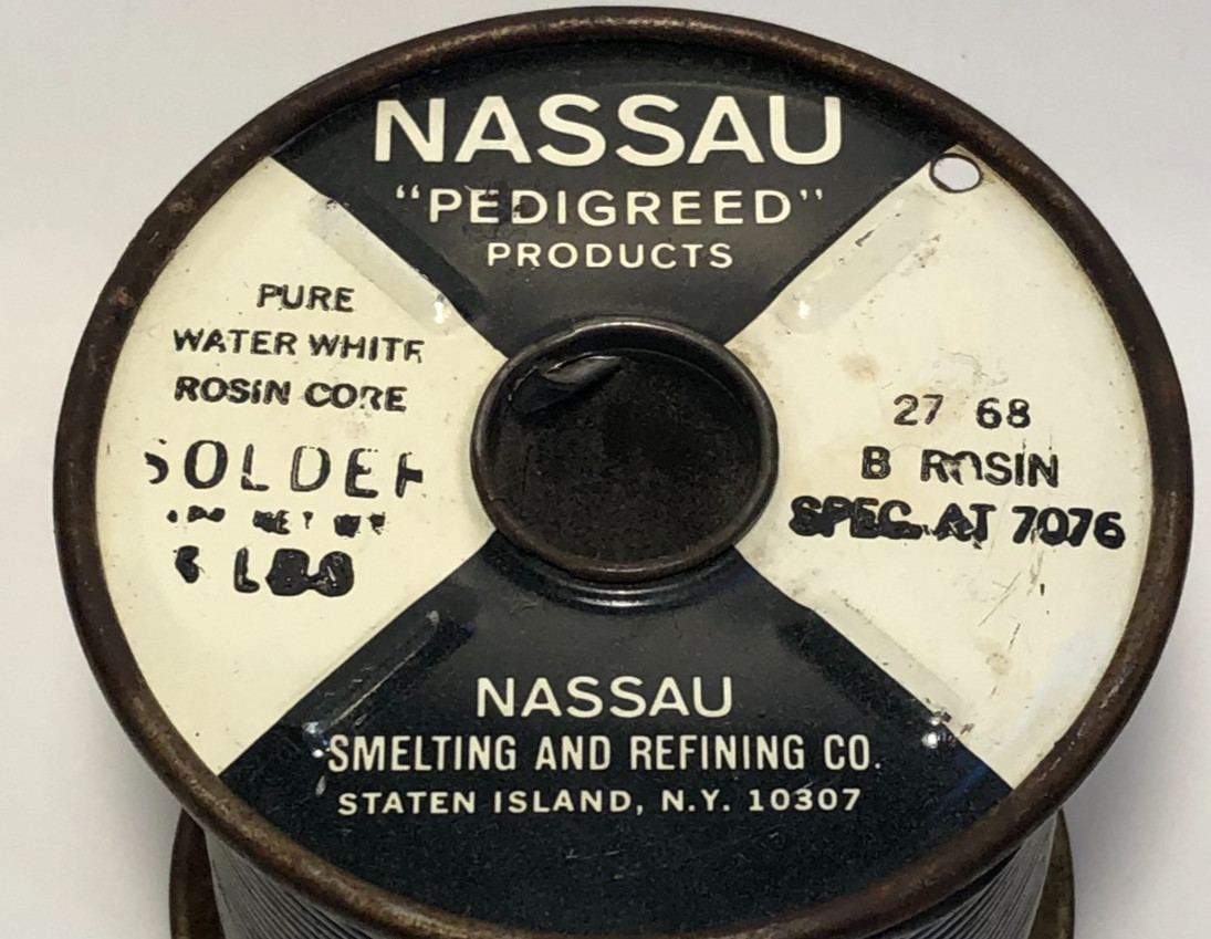 4lb 10oz Spool Nassau Western Electric Solder AT 7076 Pure Rosin Water White