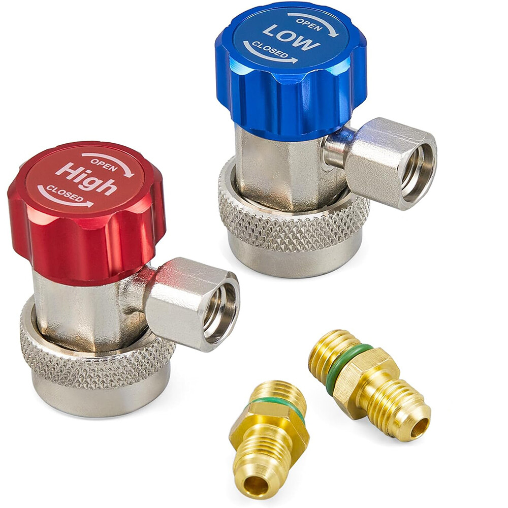 Automotive AC R134a Quick Coupler Connector Adapter High Low Side 1/4″ SAE HVAC