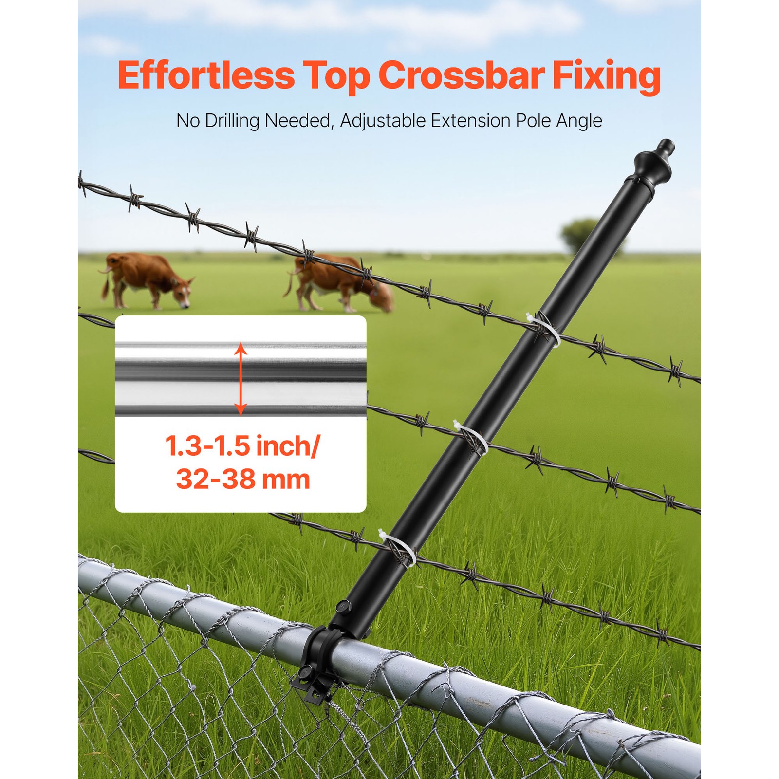 9Pack 27.4 in Galvanized Steel Chain Link Fence Extender for 1.3″-1.5″ Top Rail