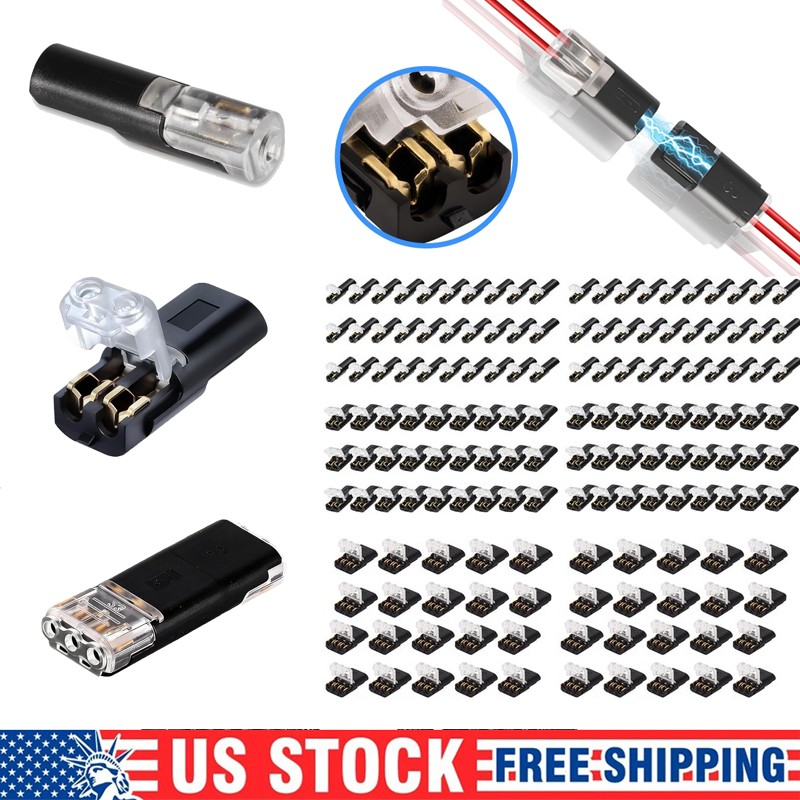 100Pcs 1/2/3 Pin Electrical Wire Connectors Kit Quick Splice Wire Connectors