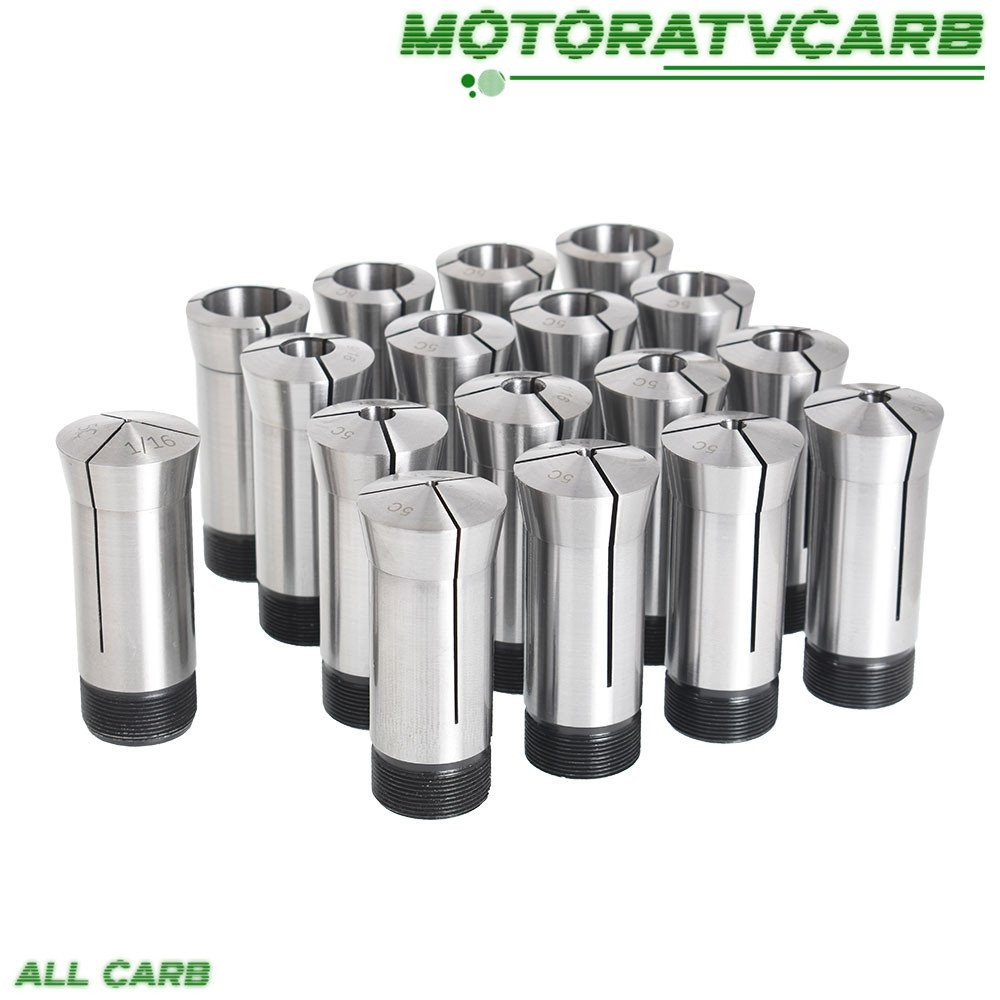 ALL-CARB 17Pcs 1/16 – 1-1/16″ 5C Round Collet Set By 16th Harden 0006″ TIR Steel