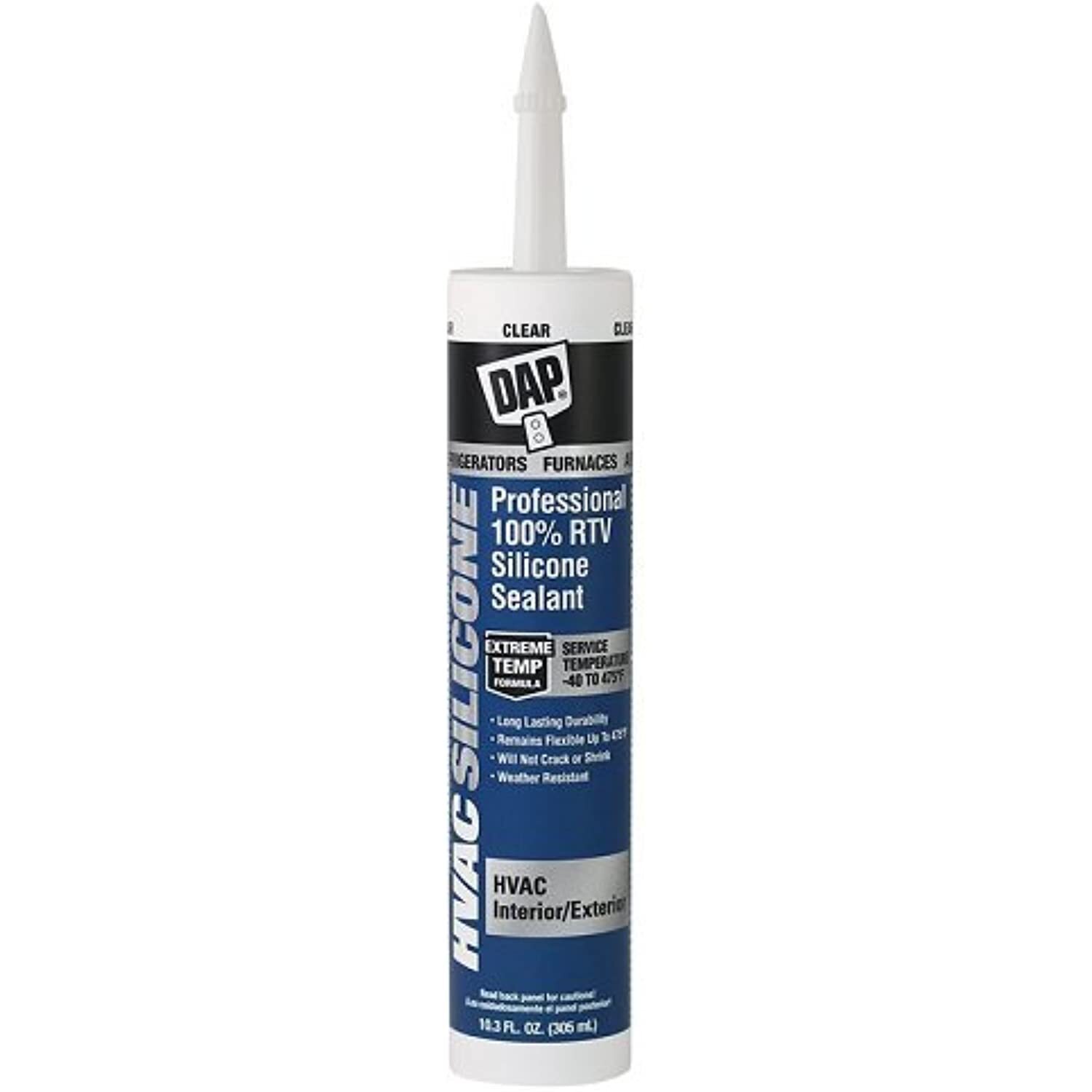 DAP 08011 80119 HVAC Professional 100% Rtv Silicone Sealant, 10.3 Fl-Oz, Clear