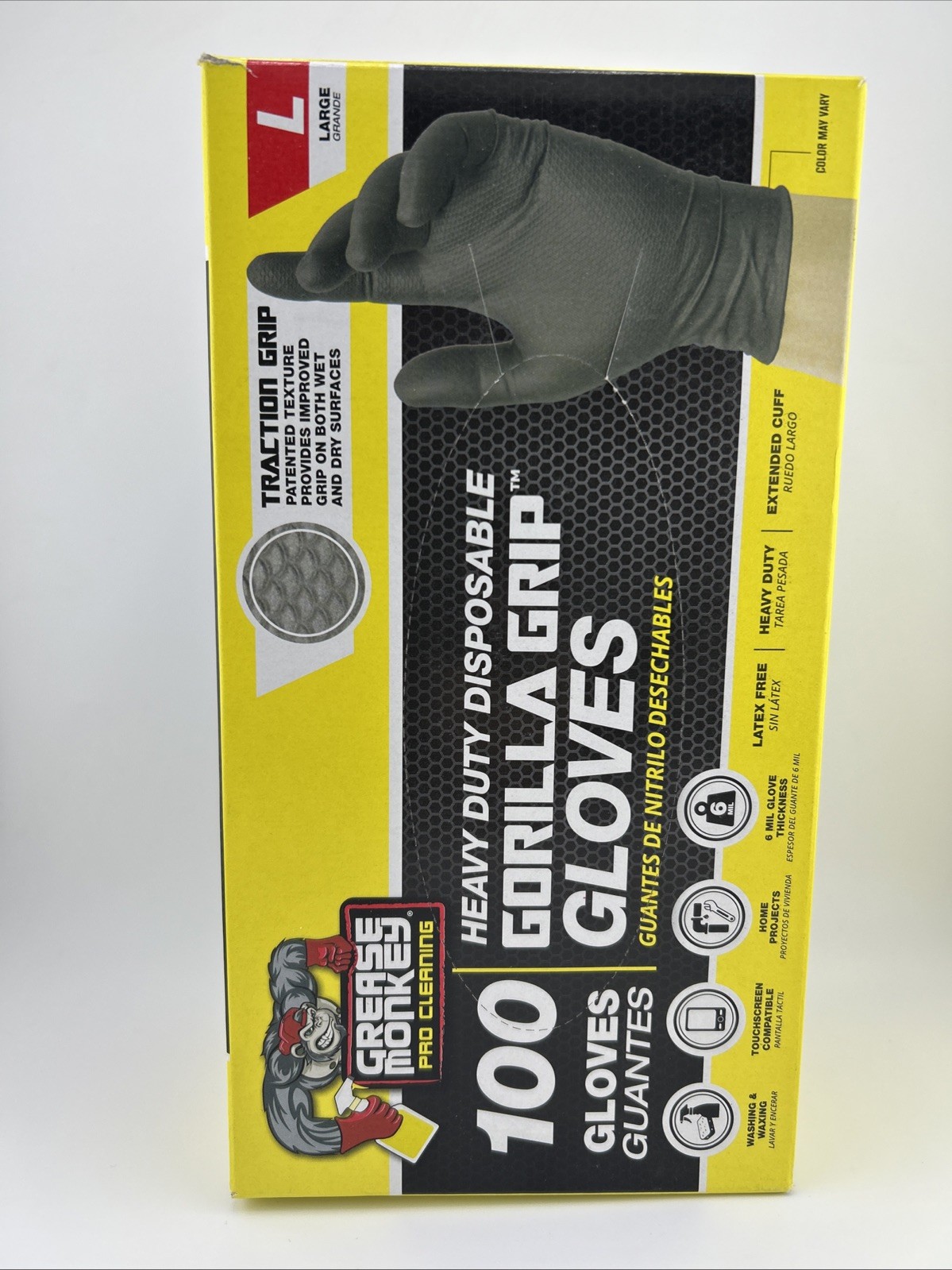 Grease Monkey Heavy Duty Disposable Nitrile Gloves, 100ct, 6Mil, Size Large Blue