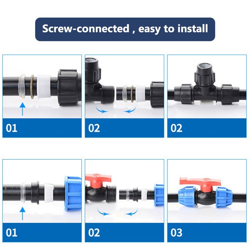 MDPE Compression Fitting Male Female Thread Adapter Water Pipe Connector 20-63mm