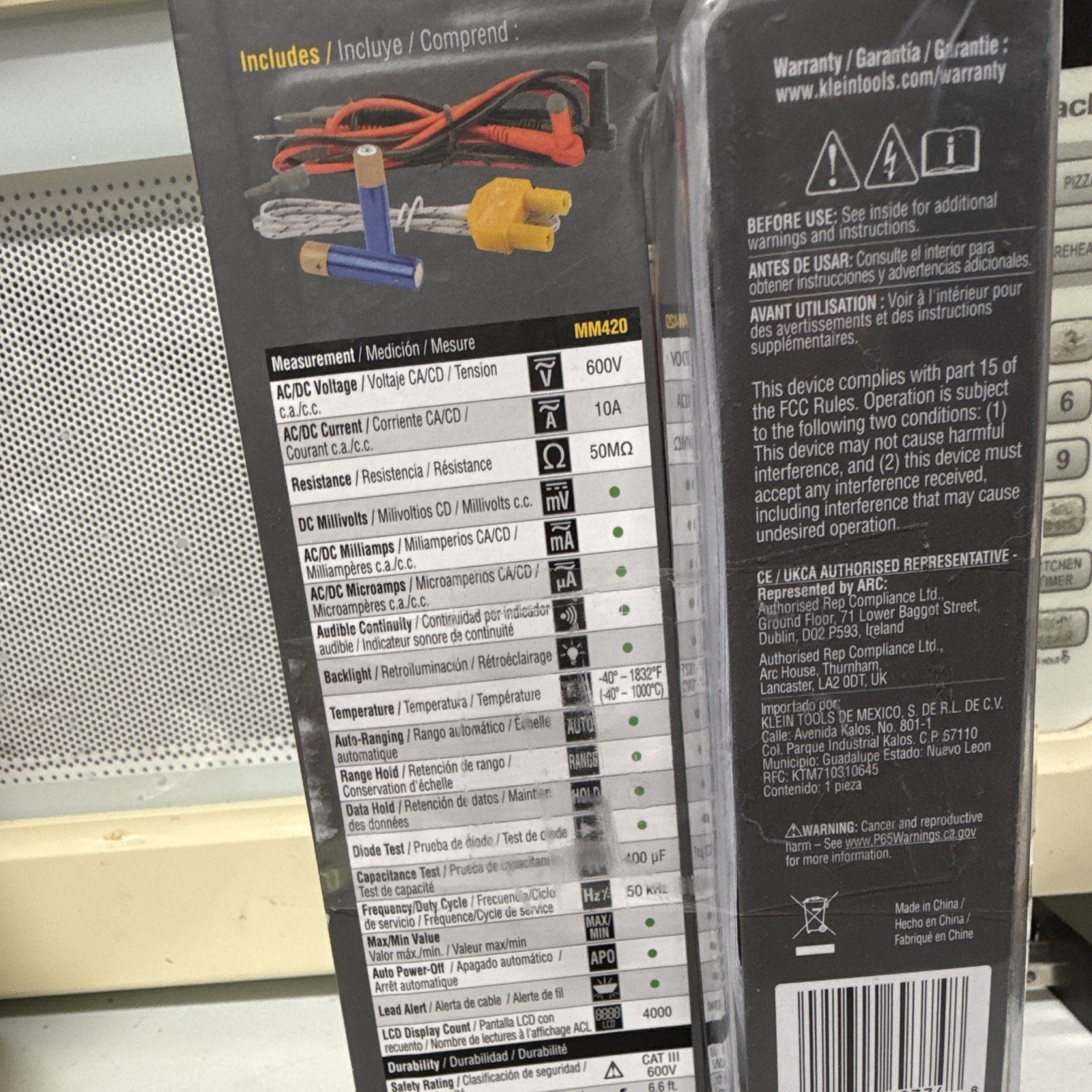 Klein Tools MM420 True RMS Auto-Ranging Multimeter CAT III 600V 10A 4000