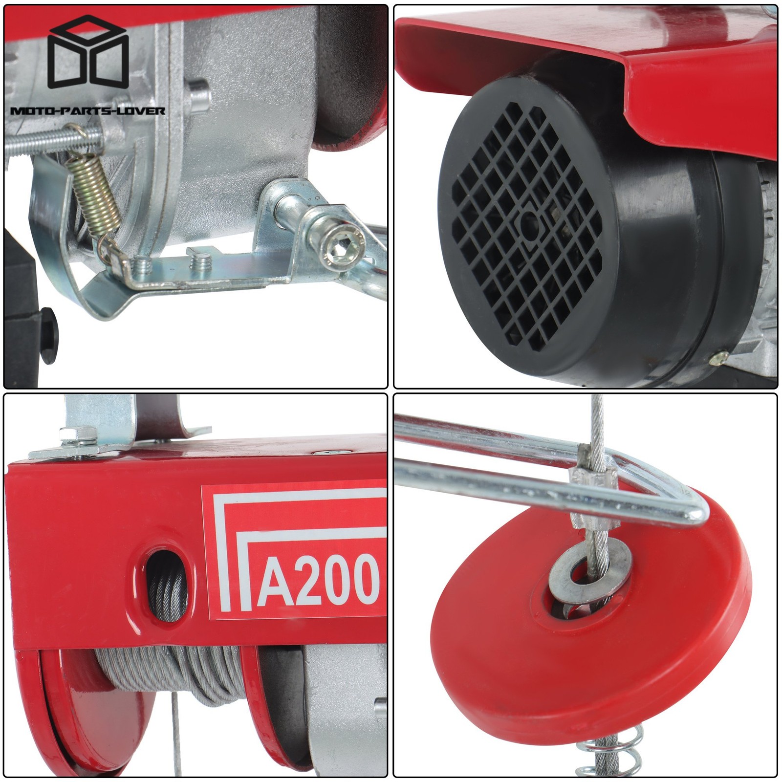 440lbs/200kg Mini Electric Hoist Single/Double Slings 6.6ft Wired Remote Control