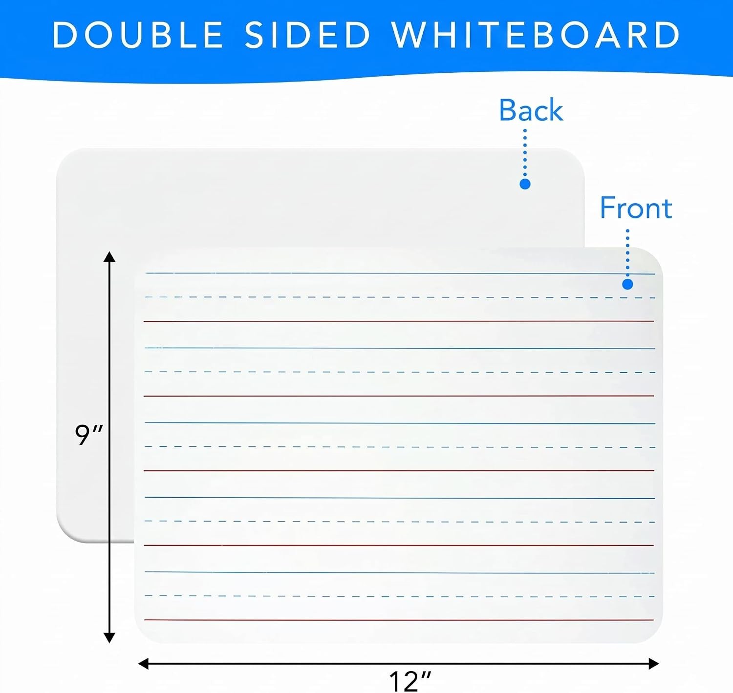 Small White Dry Erase Board for Kids 6pk. Double Sided Lapboard Mini Ideal Dry