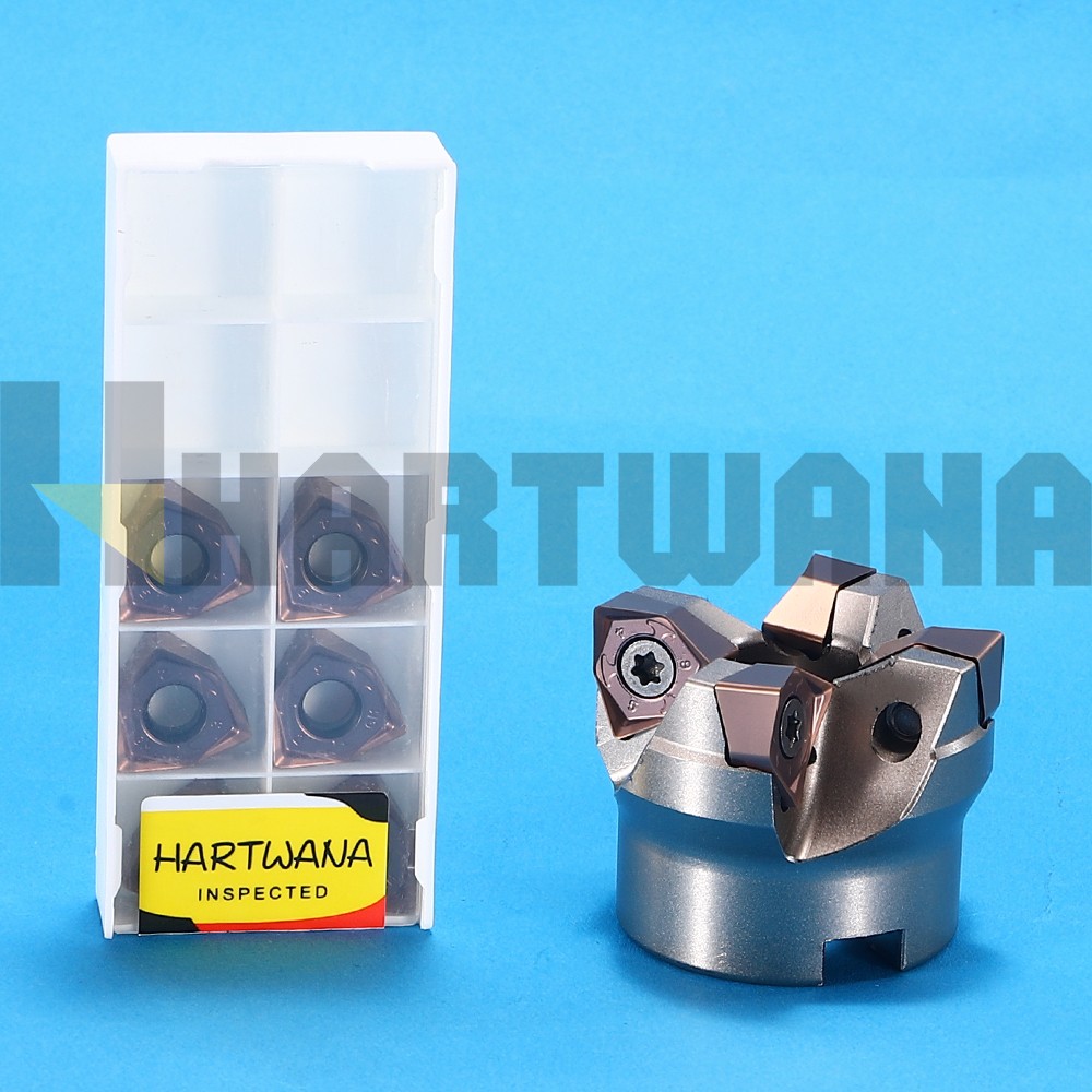 50mm Face Shell Mill 90 Degree 5 Flutes Double-Sided Milling Inserts WNMU080608