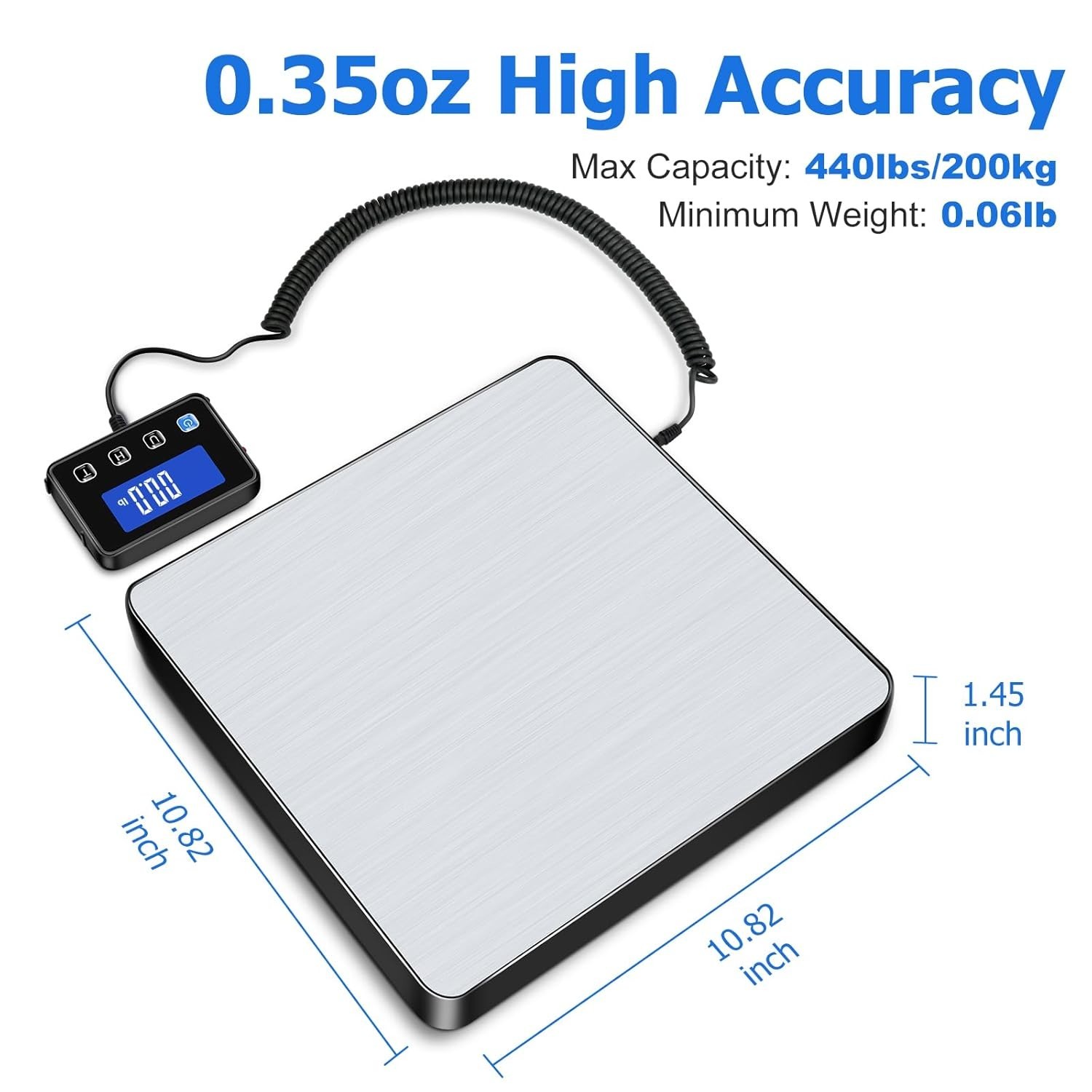Shipping Scale, 440lb/0.35oz High Accurate Digital Postal Scale with Hold/Tar…