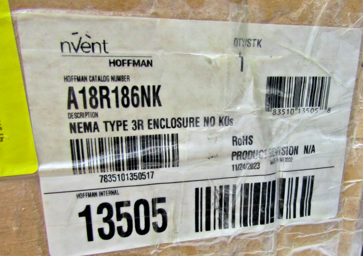 ✌️NEW HOFFMAN A18R186NK NEMA 3R ENCLOSURE 18″x18″x6″ FACTORY SEALED
