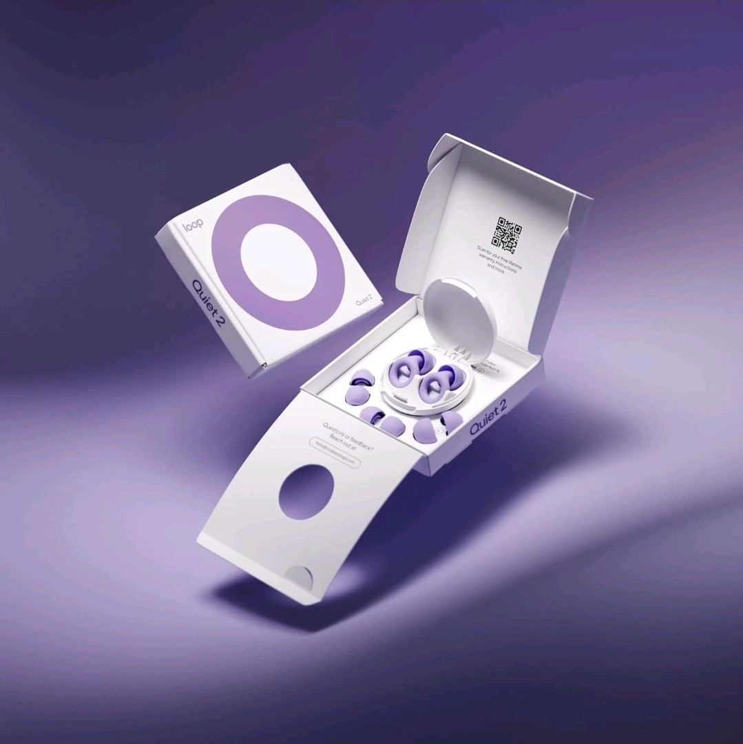 Loop Quiet 2 Ear Plugs, Ultra-Comfy Reusable Noise-Reducing Earplugs – Violet