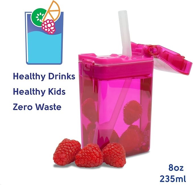 New 2022 Drink in the Box Eco-Friendly Reusable Drink Container 8oz Pink 1008PK