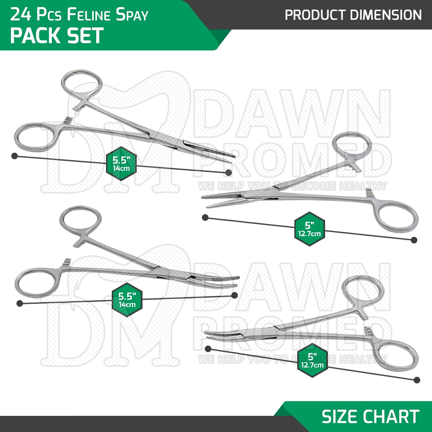 24 Pcs Canine and Feline Spay Neuter Surgery Set Veterinary Instrument German Gr