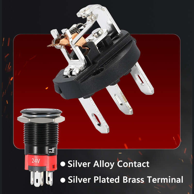 19mm Metal Push Button Switch Latching Momentary 3V-220V On/Off LED 6 Colours