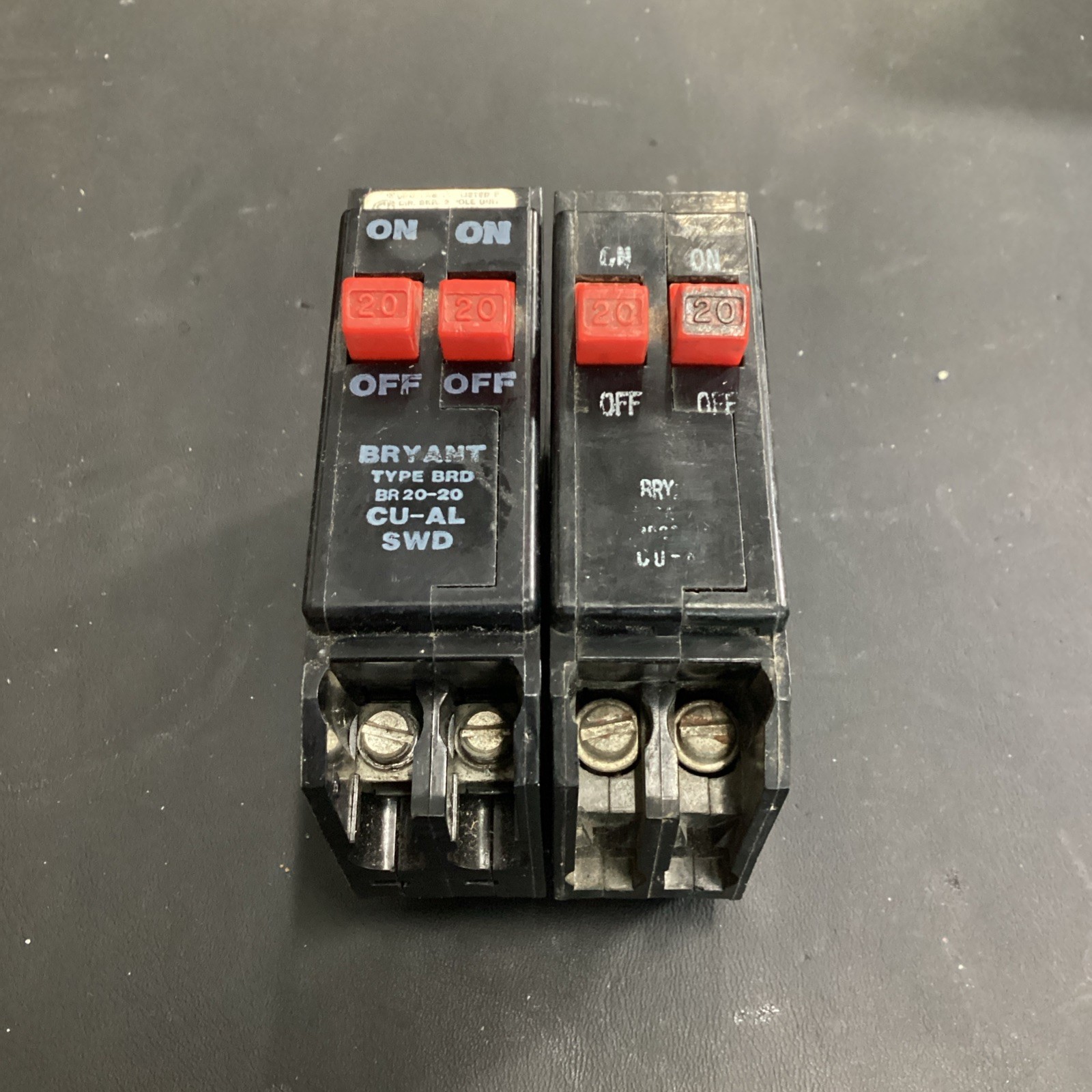 Lot Of 2 Bryant BR2020 Type BRD 20-20 AMP Twin Pole Used (CHIPPED)