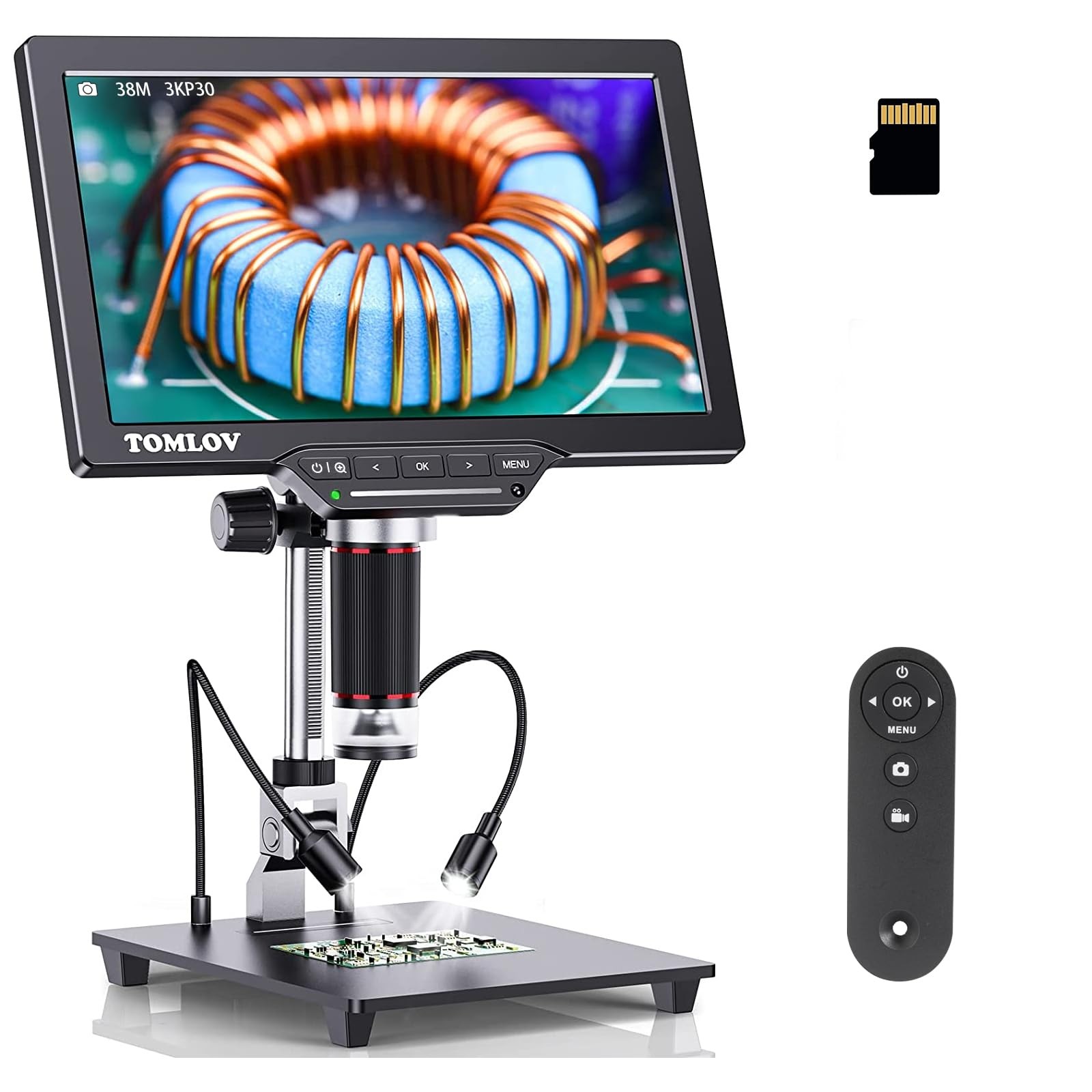 DM202 3K Digital Microscope: 10.1″ HDMI LCD Microscope, 38MP Coin Microscopes…