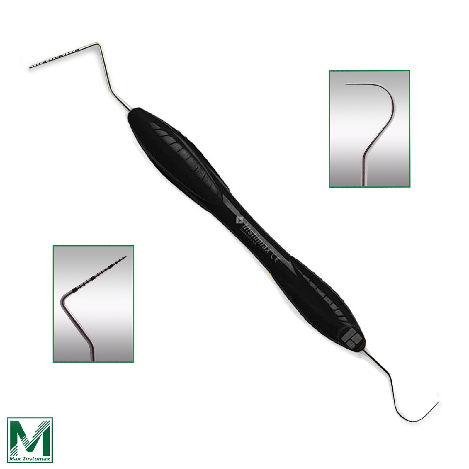 10 Dental Perio Probe UNC 23/15 Explorer Instruments Silicone Handle Black
