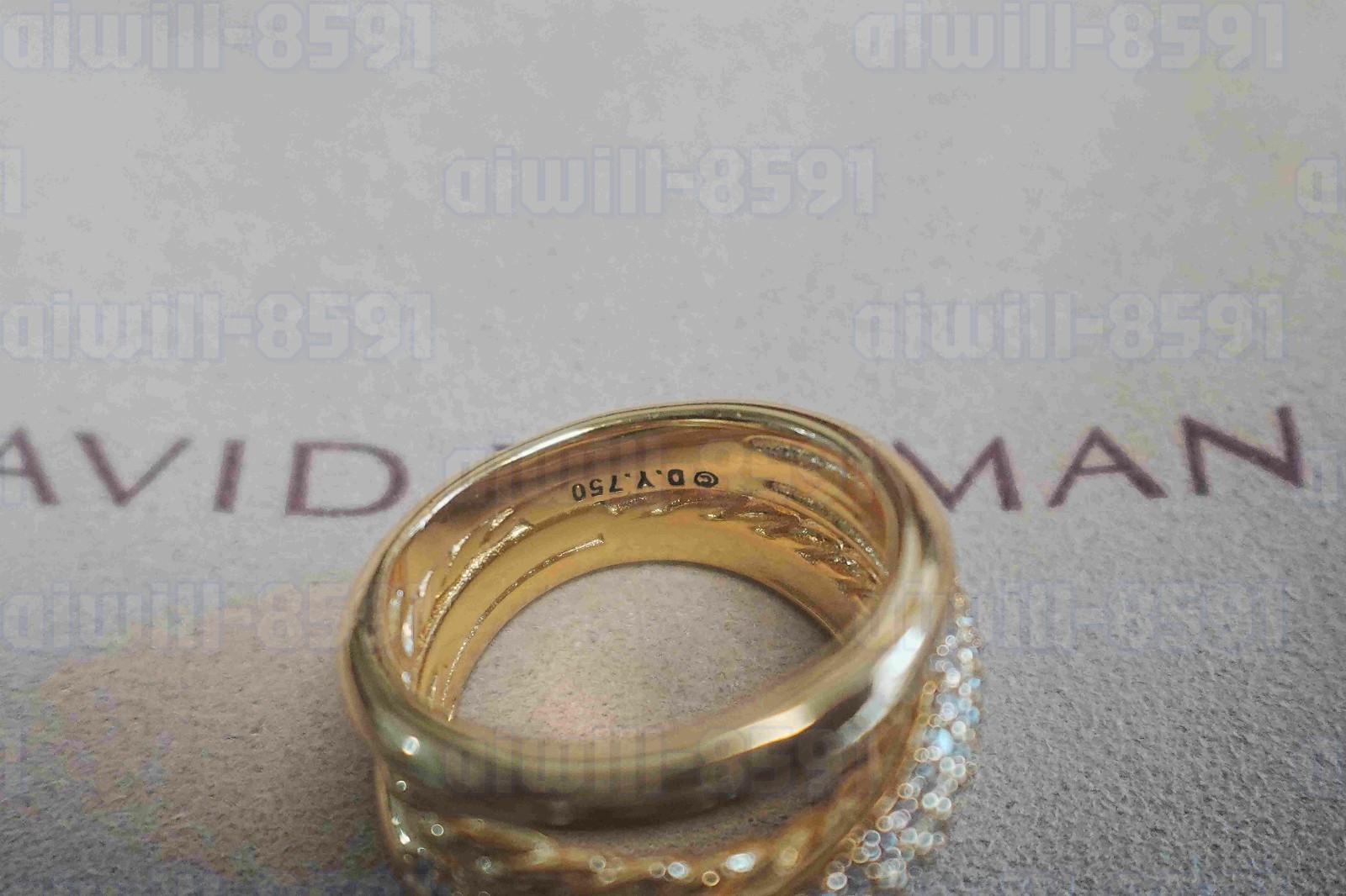New.DavldYurman5-Row.Crossover&Ring 18K-Yellow&Gold Pavé Diamond US 7