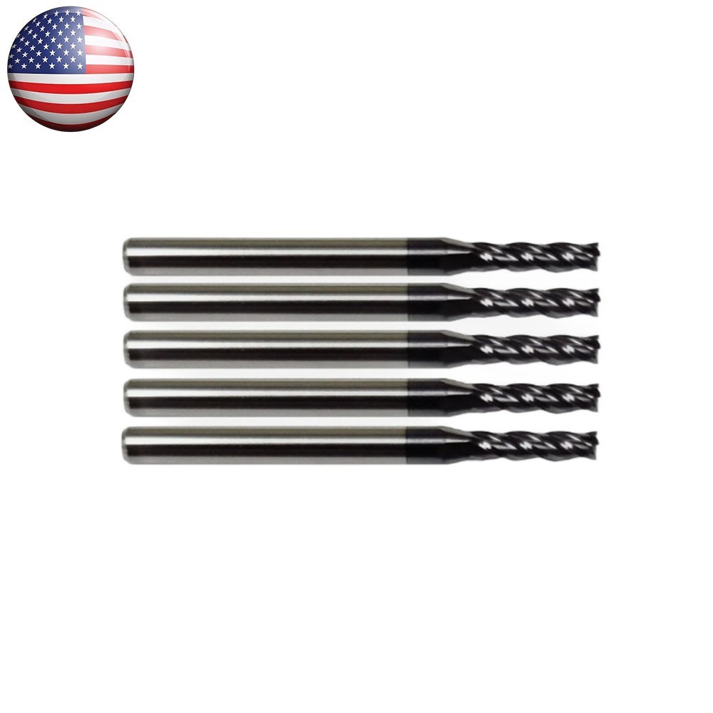 5 Pack 5/64″ Solid Carbide End Mills – TiALN Coated – 4 Flute CNC
