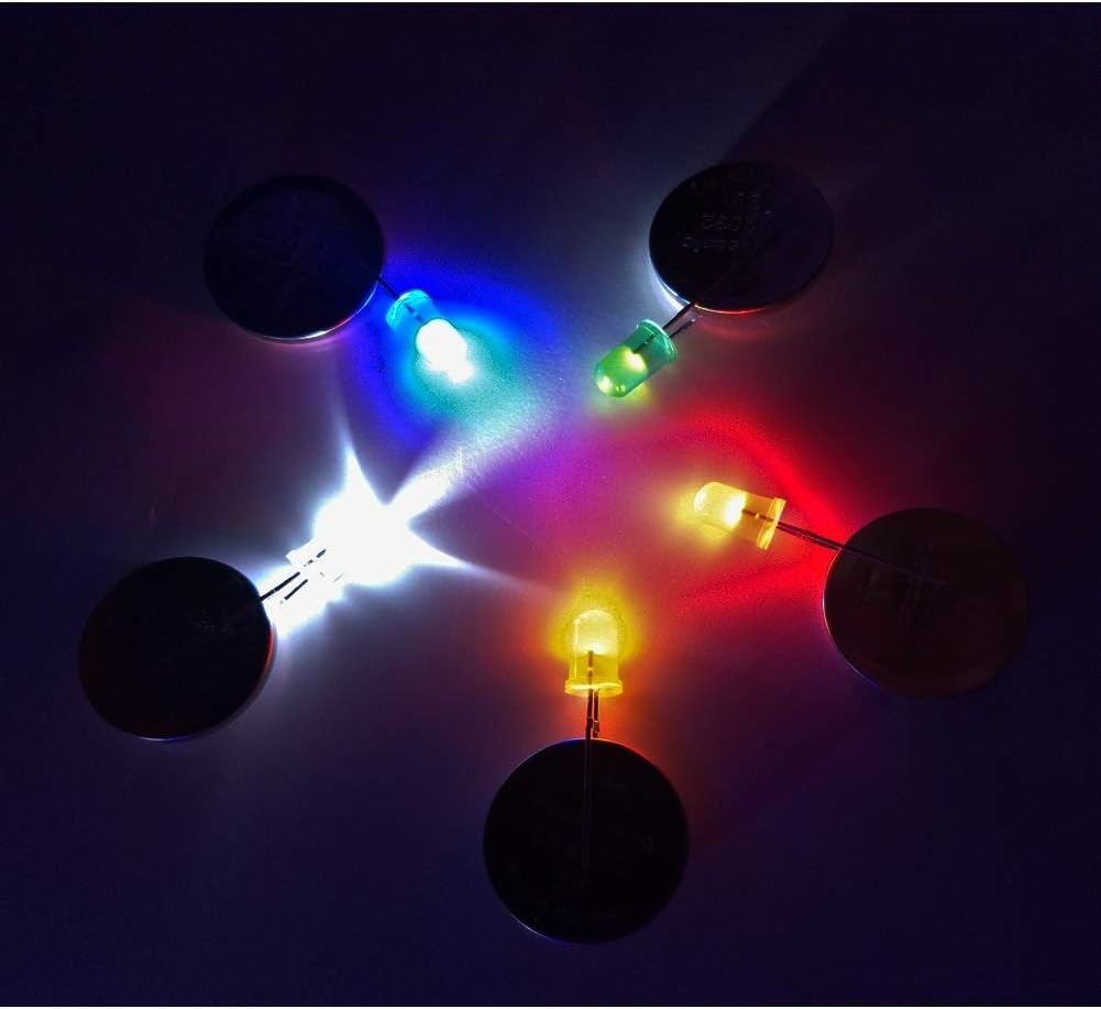 500 Pcs 5mm LED Assortment Kit Diffused Low Voltage Varied Colors Pack