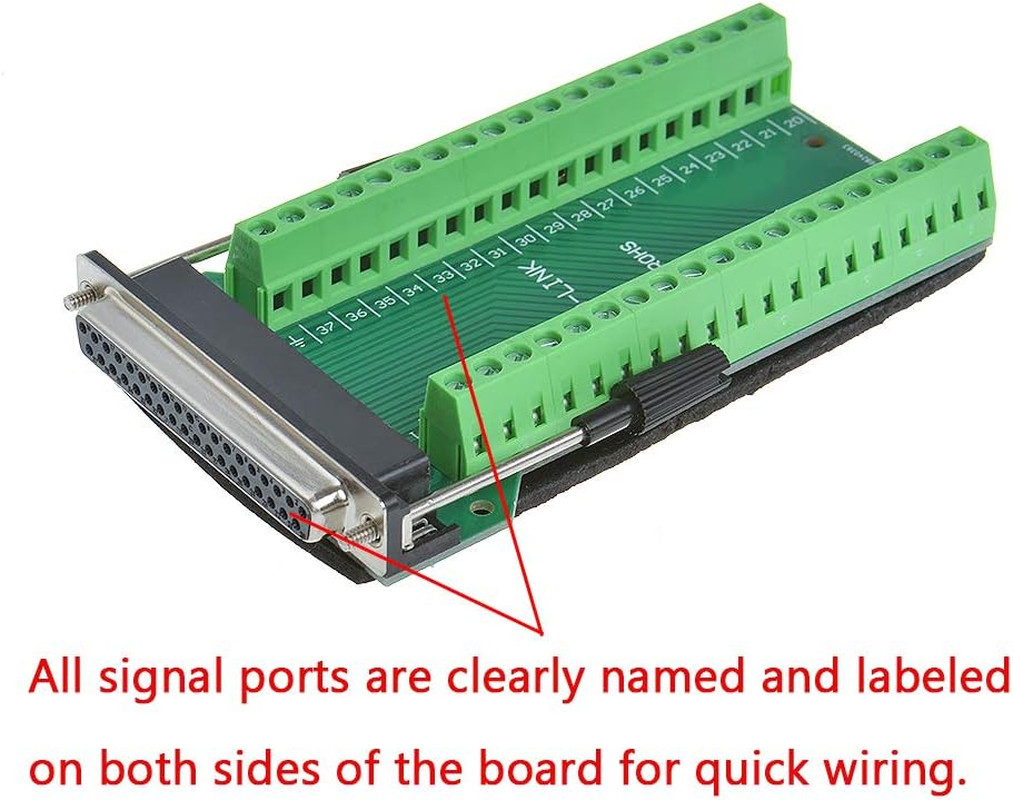 DB37 Solderless RS232 D-SUB Serial to 37-Pin Port Terminal Female Adapter Connec