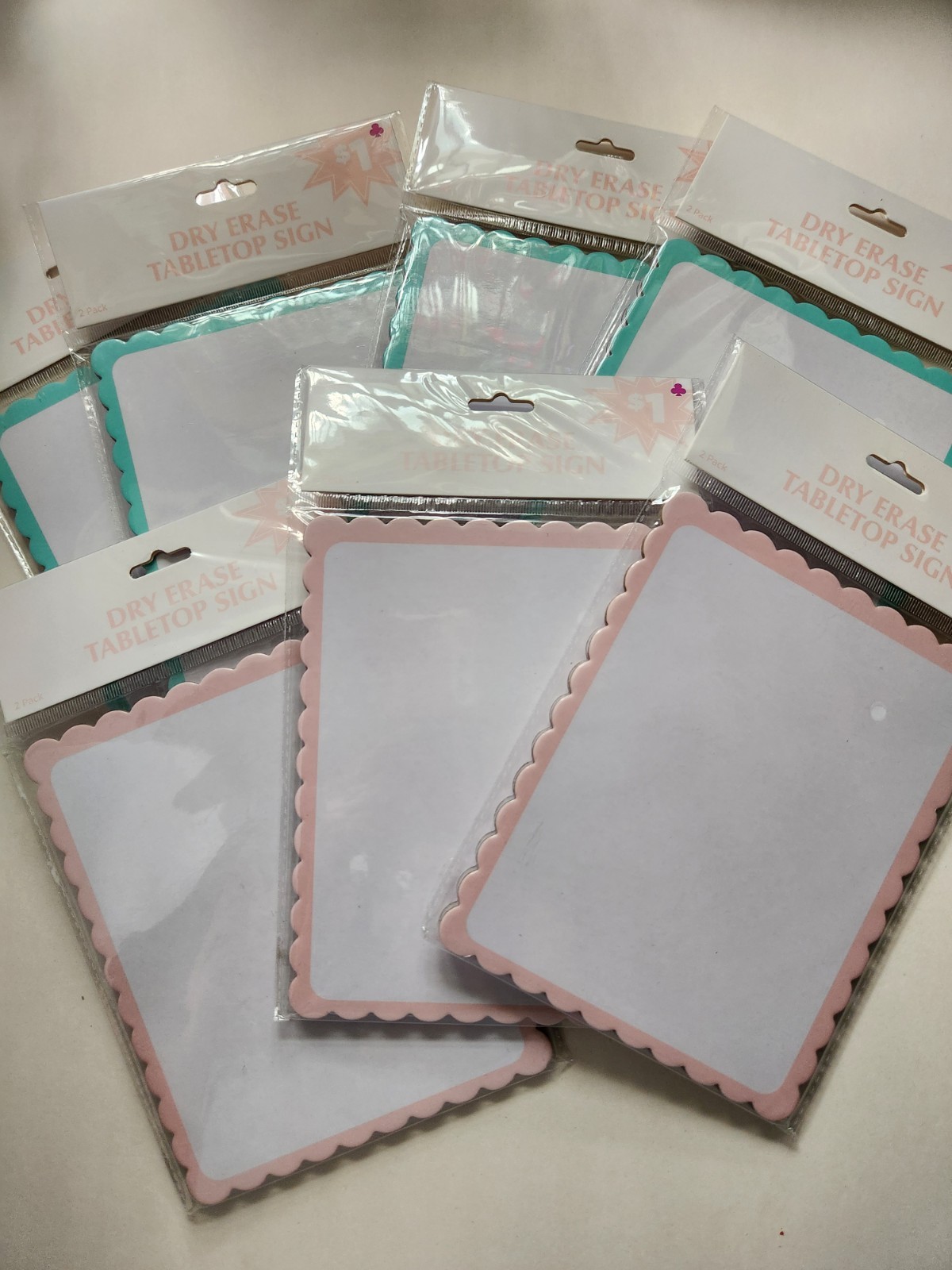 Lot of Mini Dry Erase White Boards 7 pkg of 2 Scalloped Edge