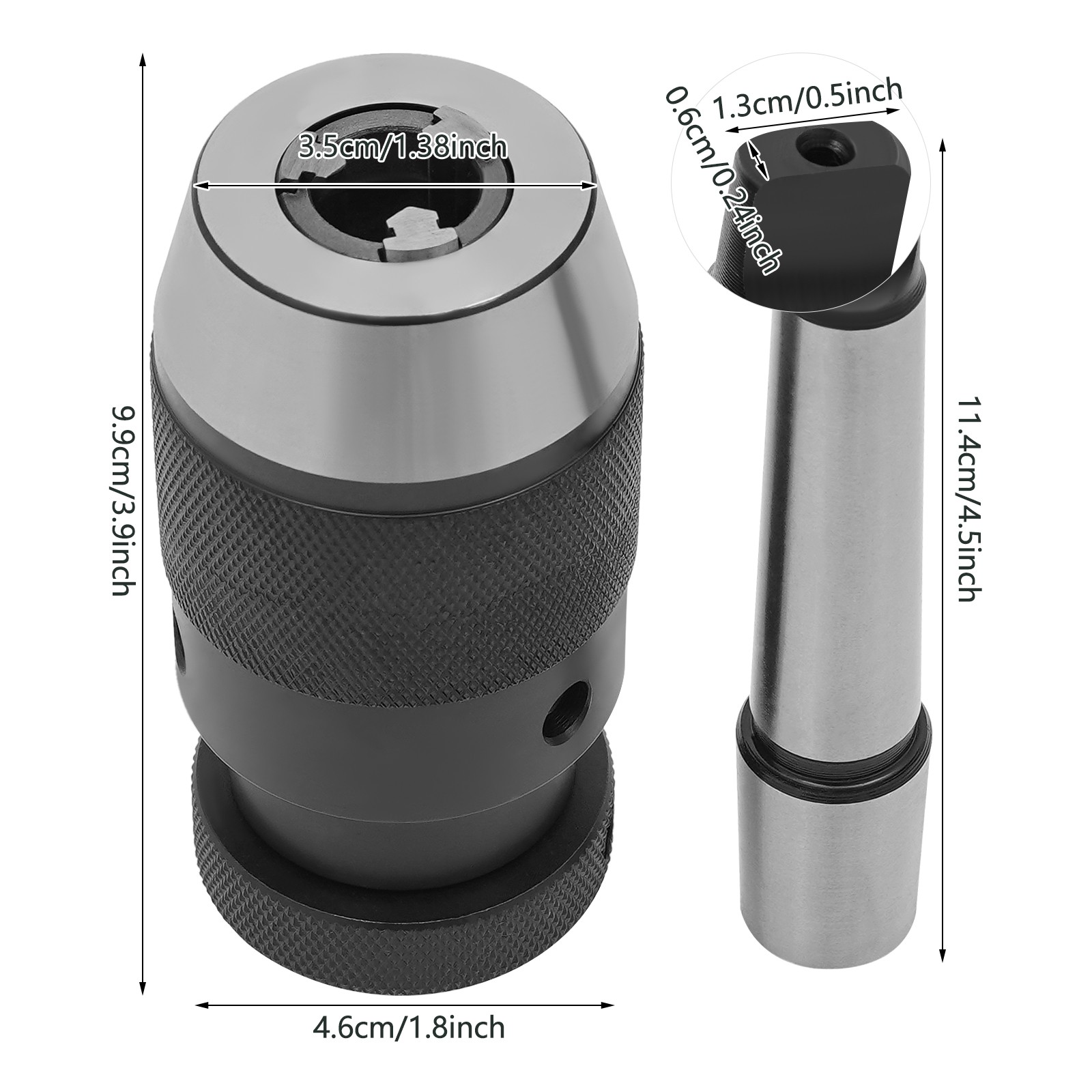 1/32 – 5/8 inches Self-tightening Drill Chuck Set with a Connecting Rod 0.004in