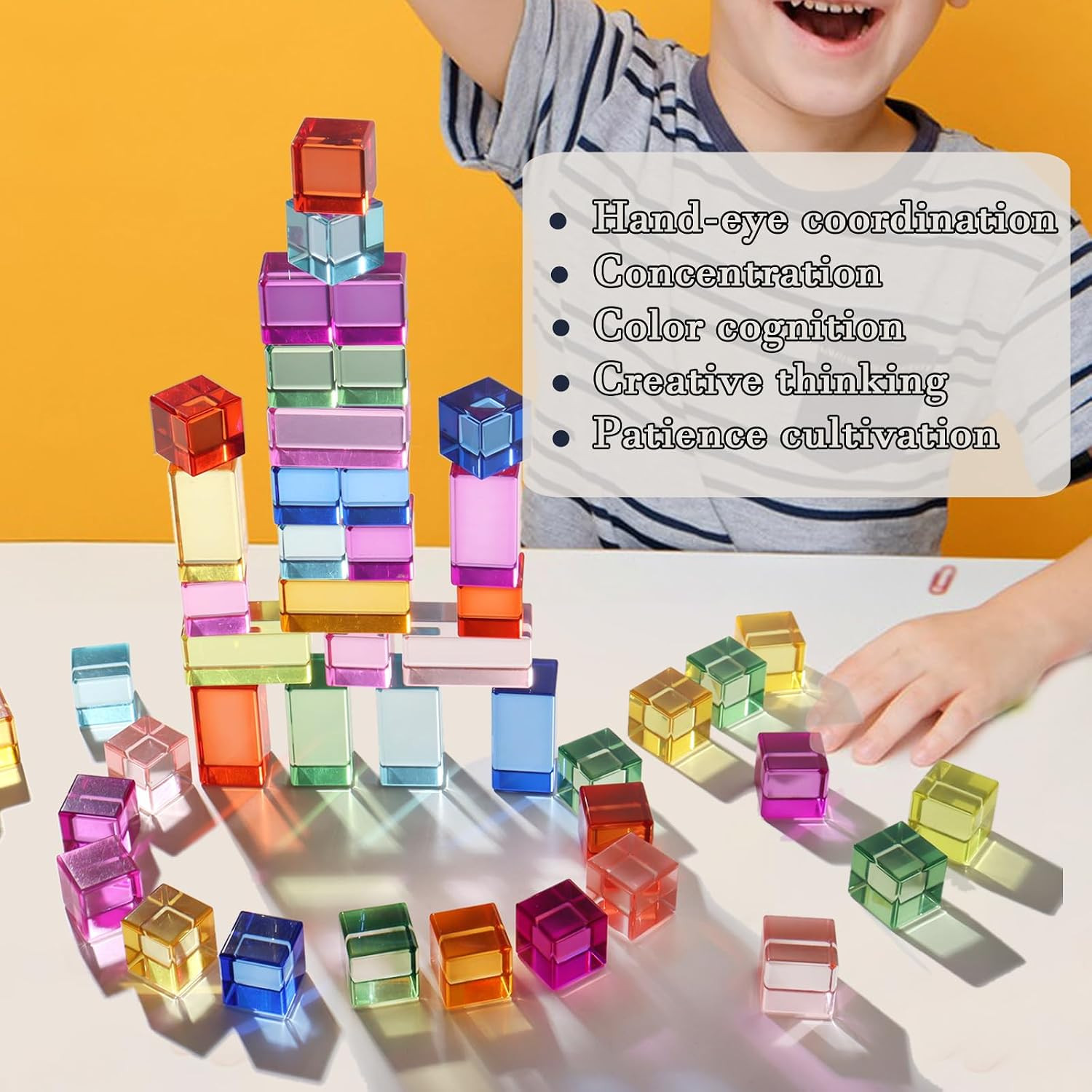 30 Pcs Mixed Acrylic Blocks Set – 10 Long (2.5X2.5X5Cm) + 20 Cube (2.5X2.5X2.5Cm