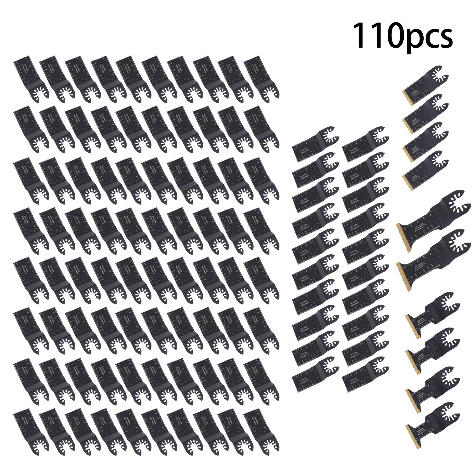 110 Pcs & 4 Types Oscillating Saw Blades Multi Tool Blades Kits for Metal, Wood