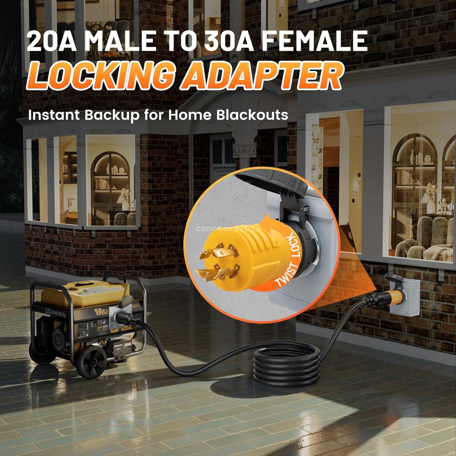 NEMA L14-20P to L14-30R Generator Adapter 20Amp to 30Amp 4 Prong Twist Lock Plug