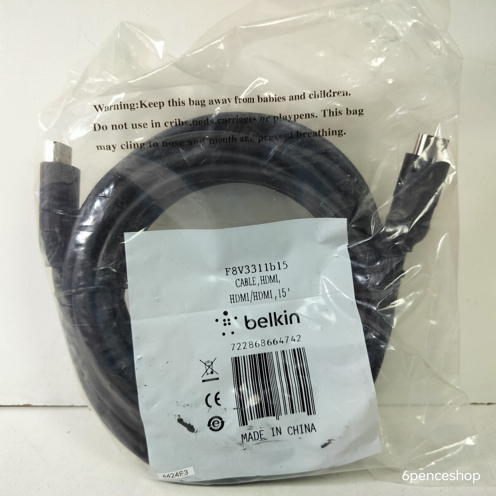 Belkin F8V3311B15 HDMI-HDMI 15′ Audio/Video Cable Black