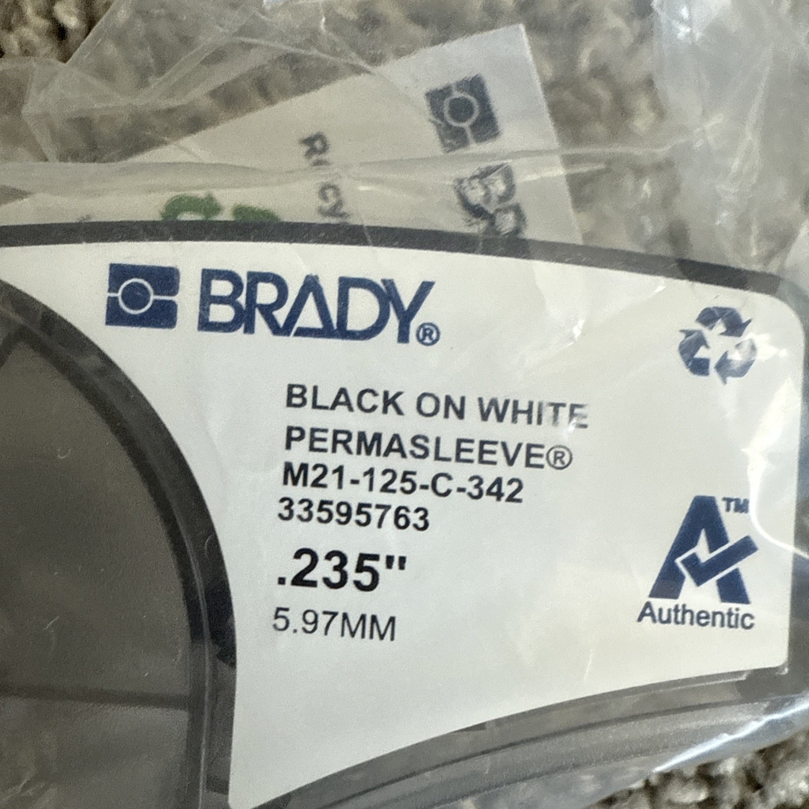 🔥LOT of 5 cartridge ** Brady #M21-125-C-342 Black on White Permasleeve New🔥🔥