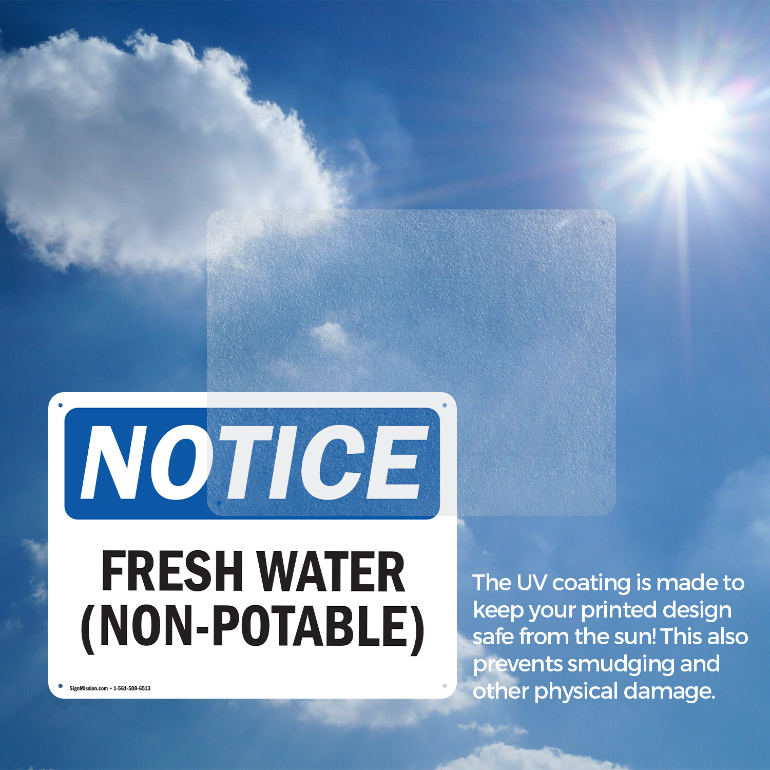 (2 Pack) Fresh Water (Non-Potable) OSHA Notice Sign Decal Metal Plastic