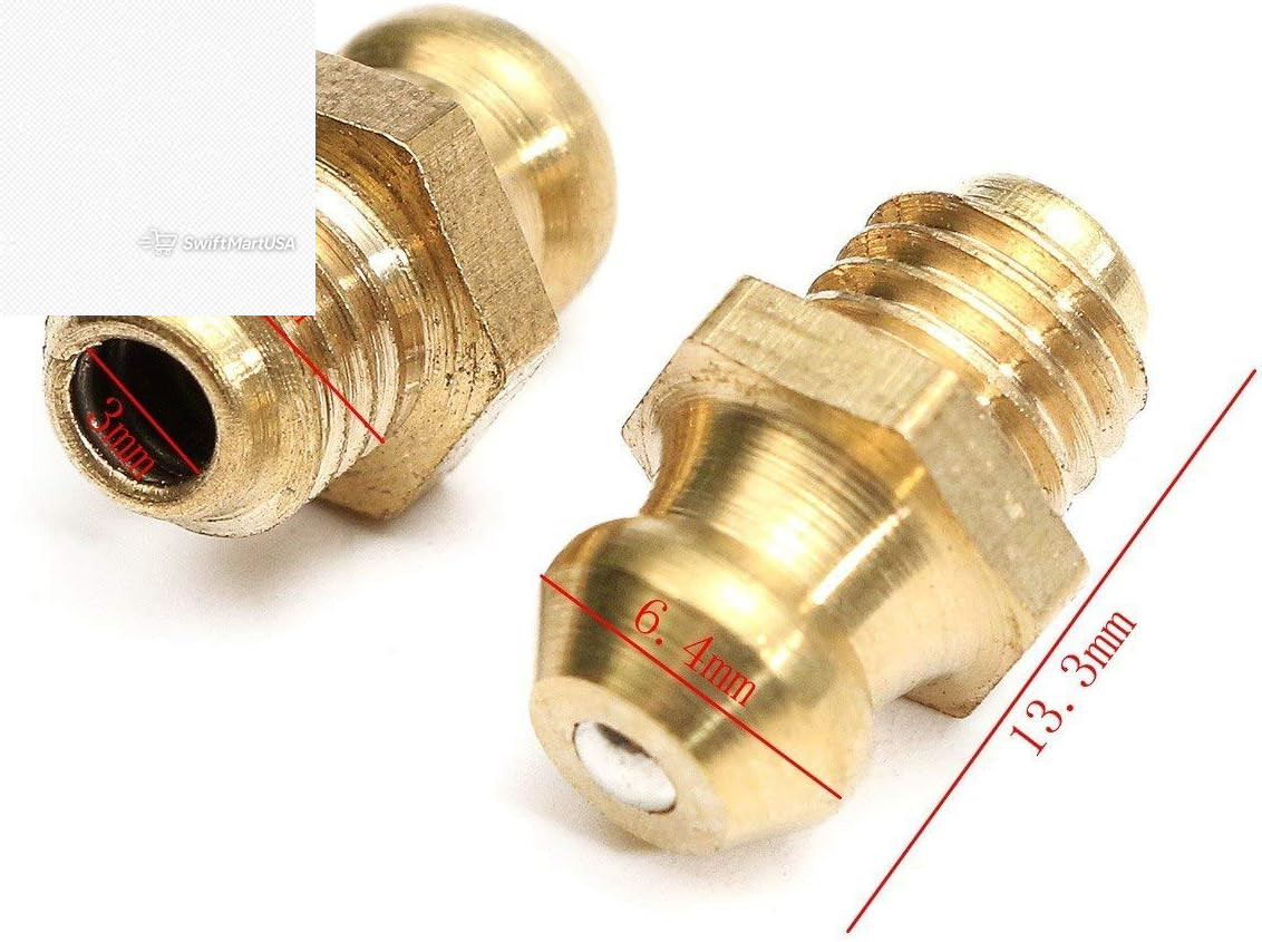 25 Pcs/Set 1/4-28 SAE-LT Copper Taper Thread Grease Zerk Nipple Fitting (Straigh