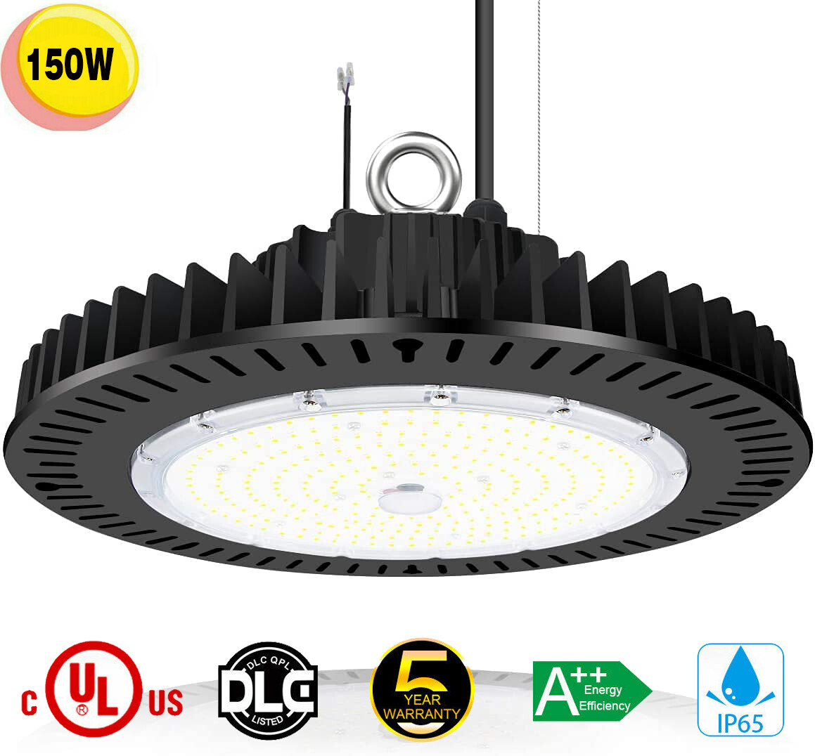 150W UFO LED High Bay Light 21000LM 600W MH/HPS Equivalent Commercial Shop Light