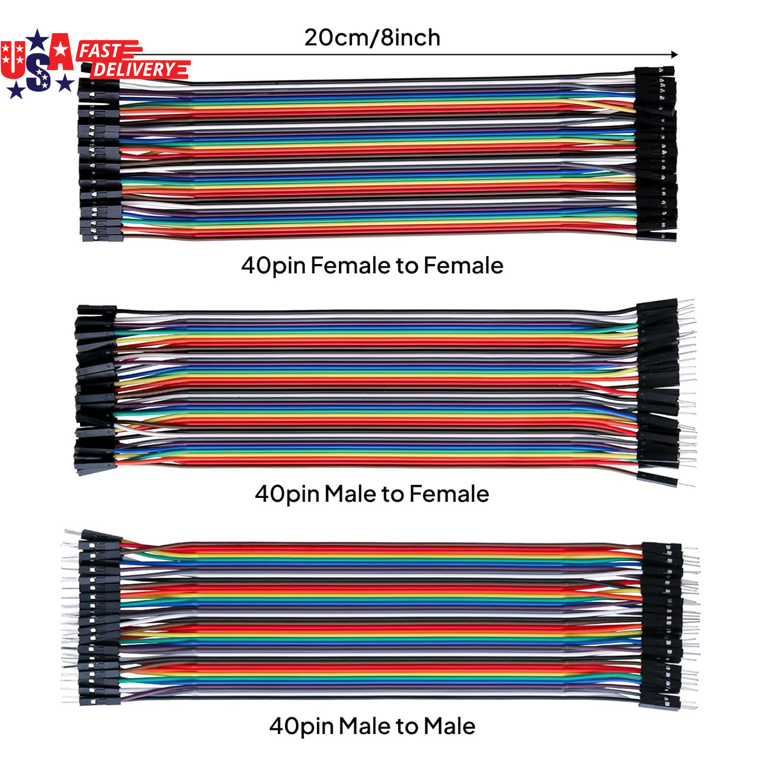 120pcs Multicolored Breadboard Jumper Wires Kit 40Pin Male to Female Male to Mal