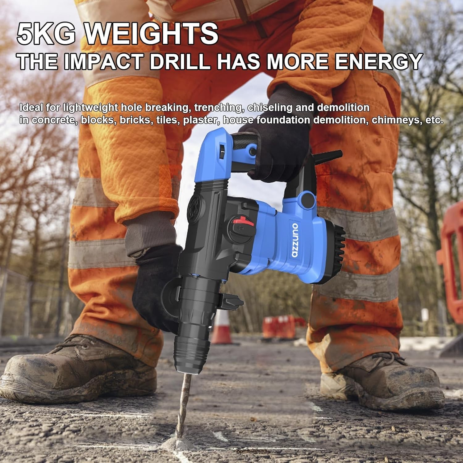 Heavy Duty Rotary Hammer Drill 15 Amp 1-1/4″ SDS-Plus 4 Modes Chipping Hammers